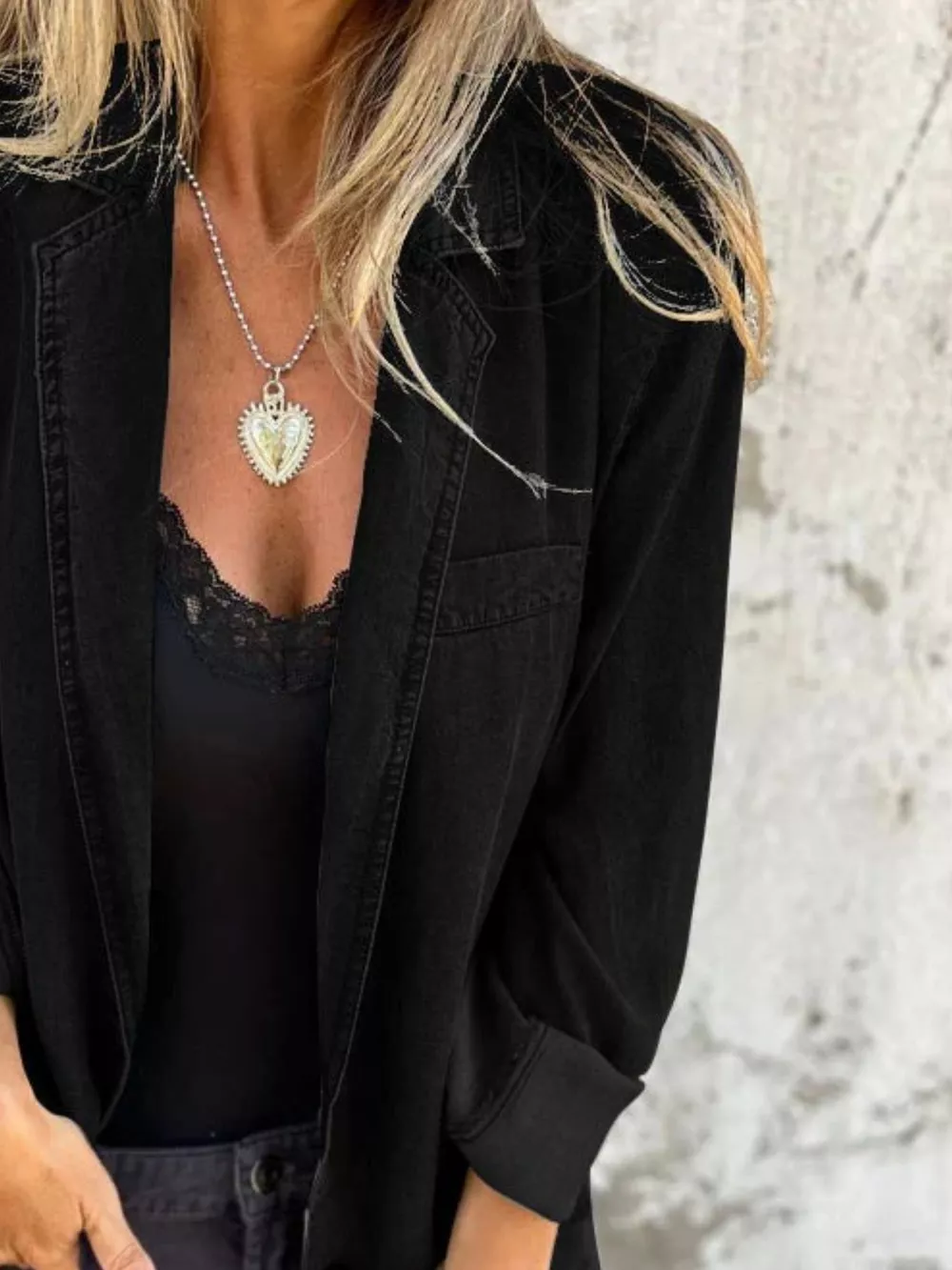 Full Size Button Down Denim Blazer Plus Size, image 13