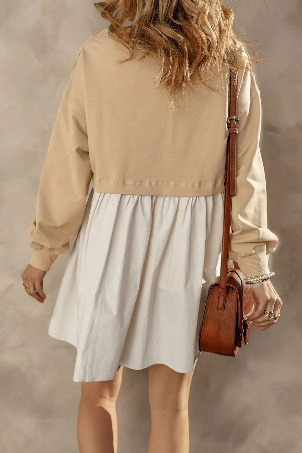 Round Neck Long Sleeve Mini Dress, image 7