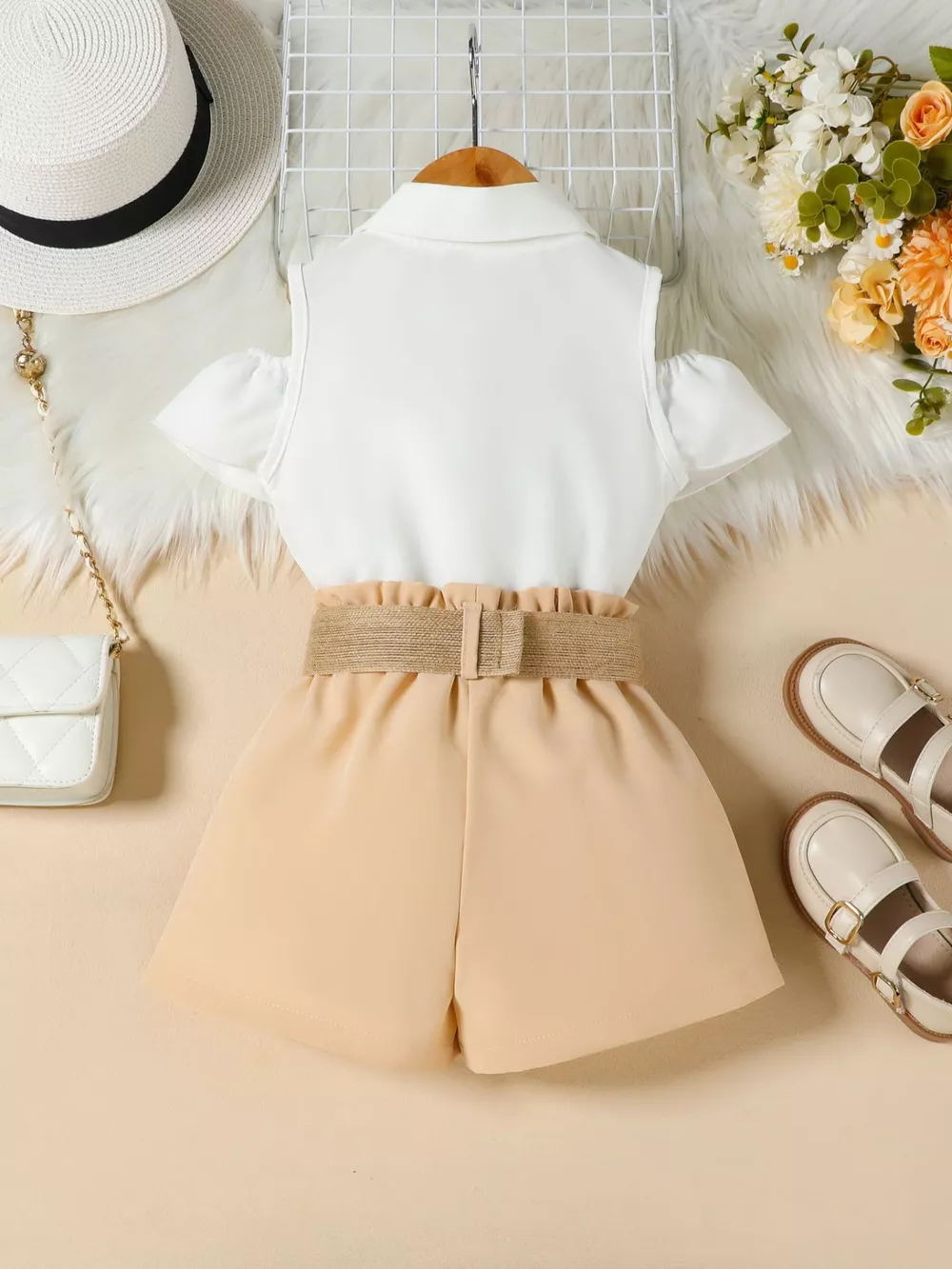 Children's Ruffle Cold Shoulder Top & Shorts Set, image 4