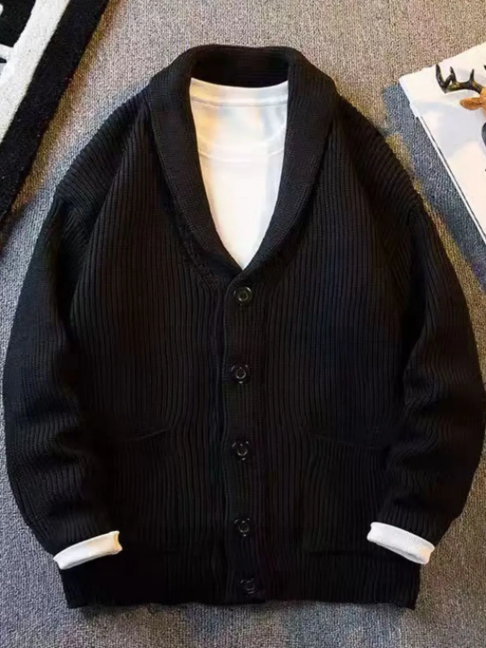Men's Plus Size Button Down Long Sleeve Cardigan, image 4