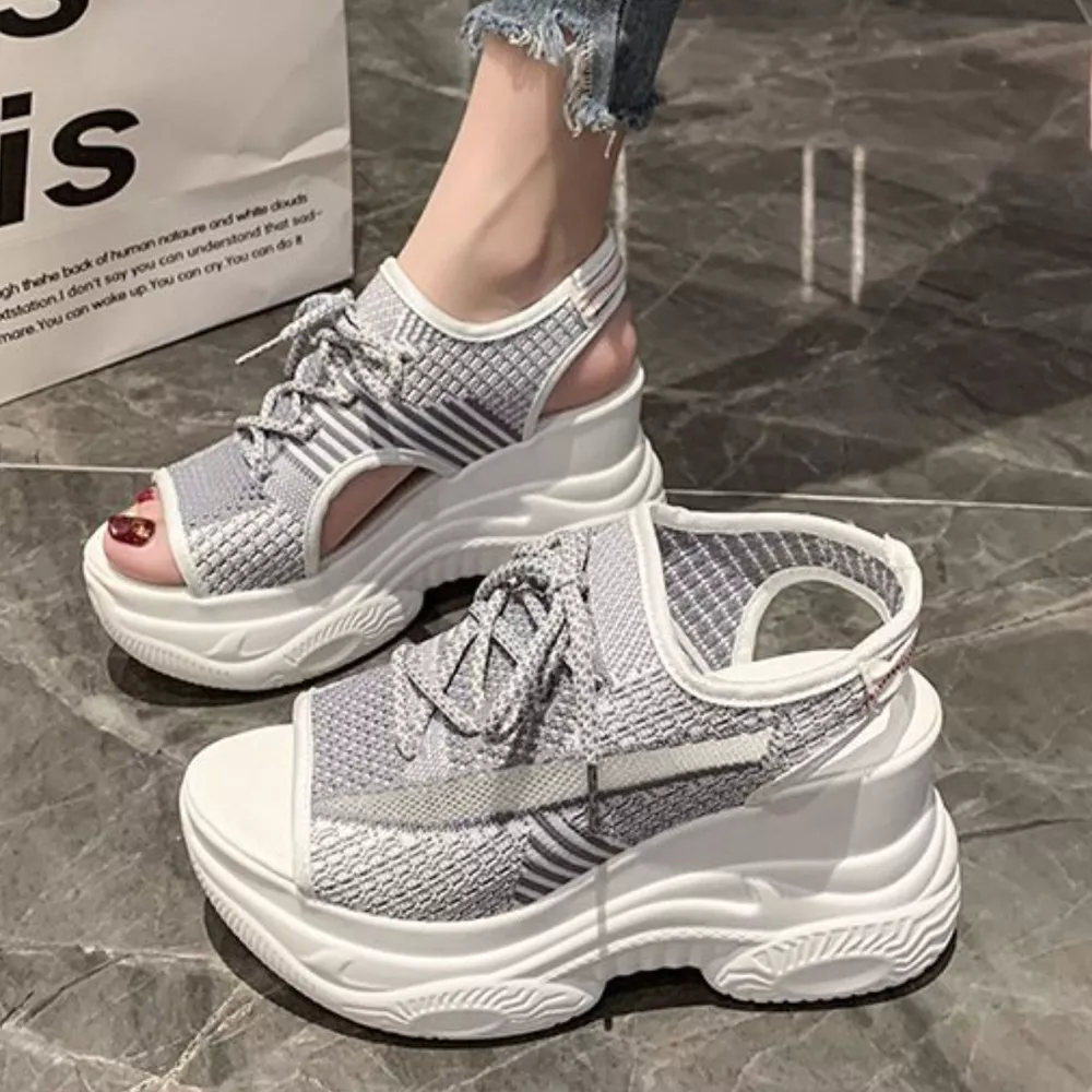 Breathable Mesh Platform Sandals, image 8