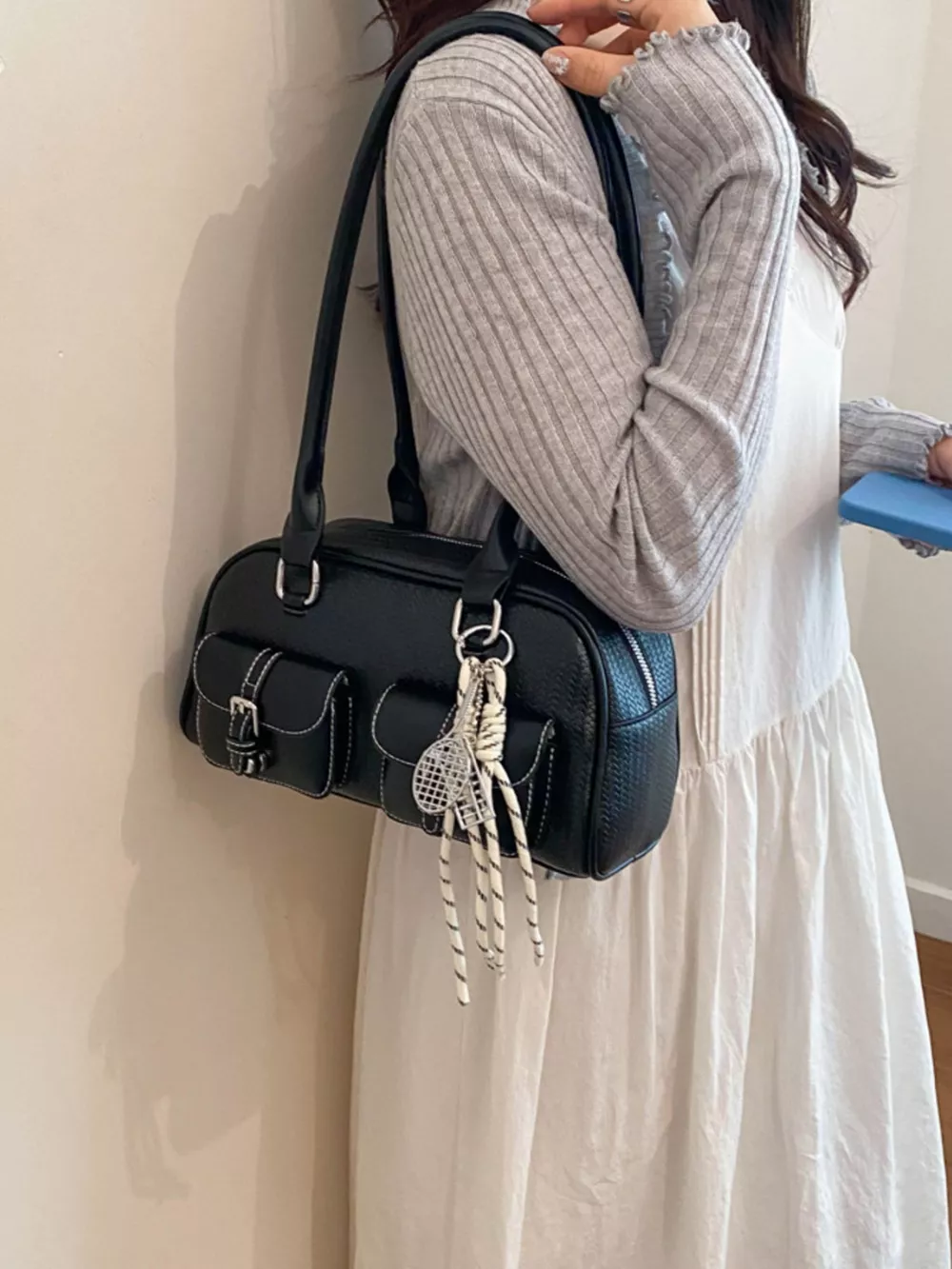 Double Pockets Front Shoulder Bag, image 3