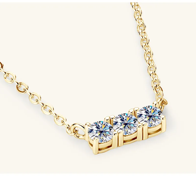 925 Sterling Silver Inlaid Moissanite Bar Necklace, image 2