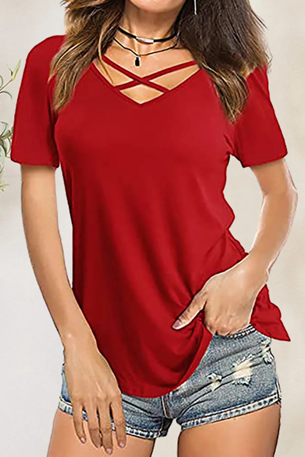 Crisscross Short Sleeve T-Shirt, image 22