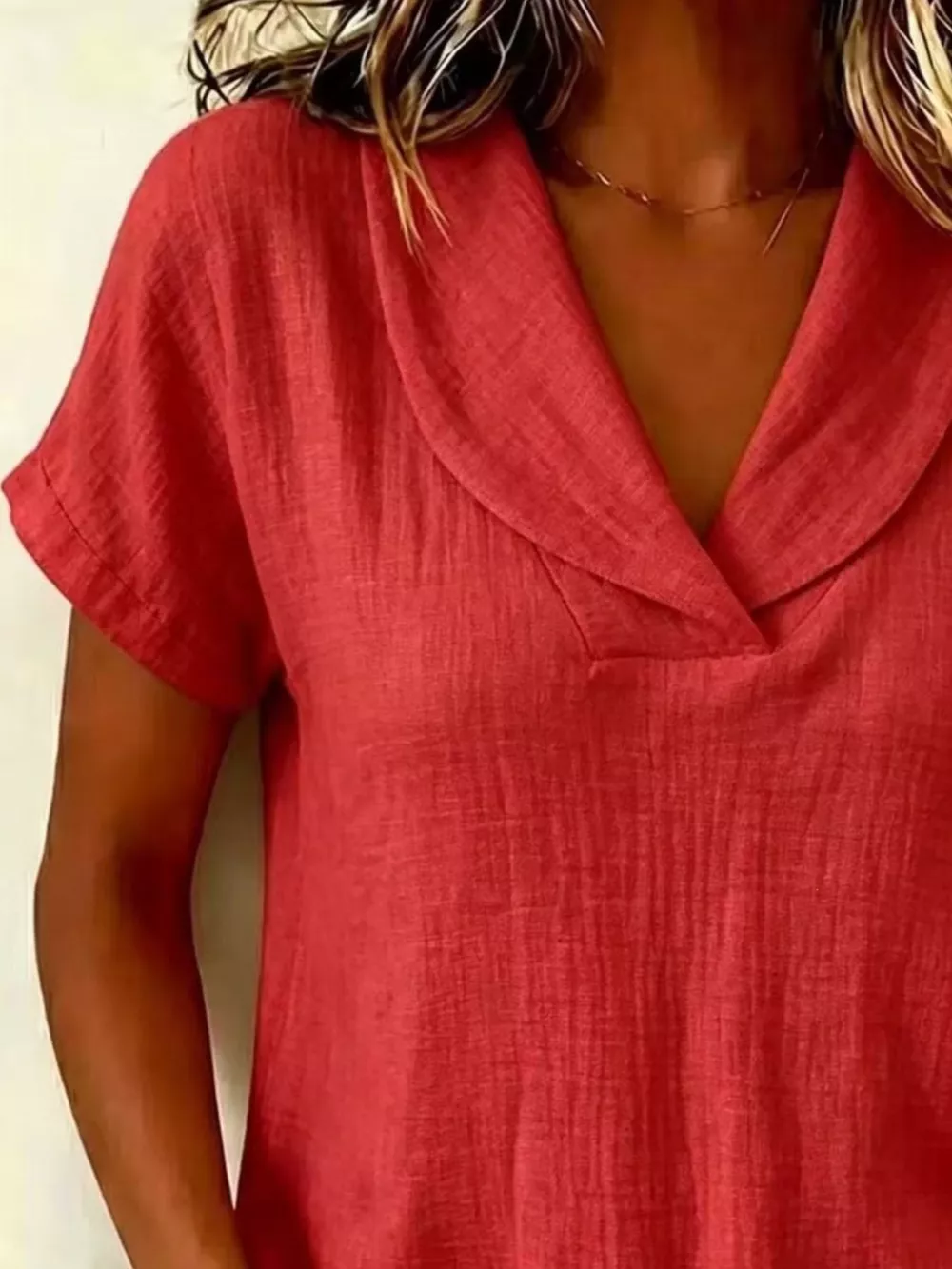 Full Size Casual Short Sleeve Textured Blouse Plus Size, image 11