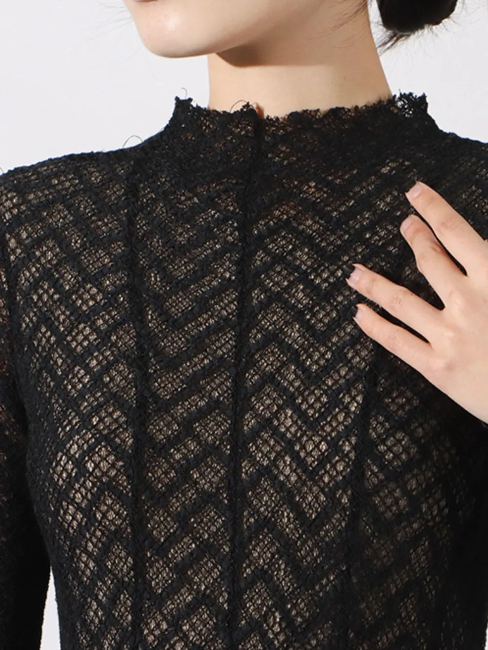 Lace Mock Neck Long Sleeve Dress, image 9