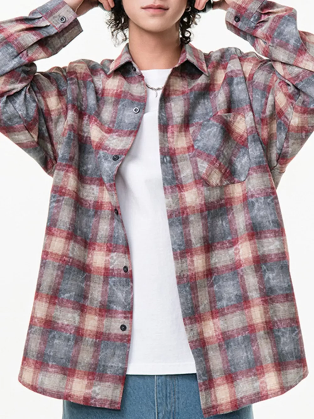 Men's Plus Size Plaid Button Up Long Sleeve Shirt, image 11
