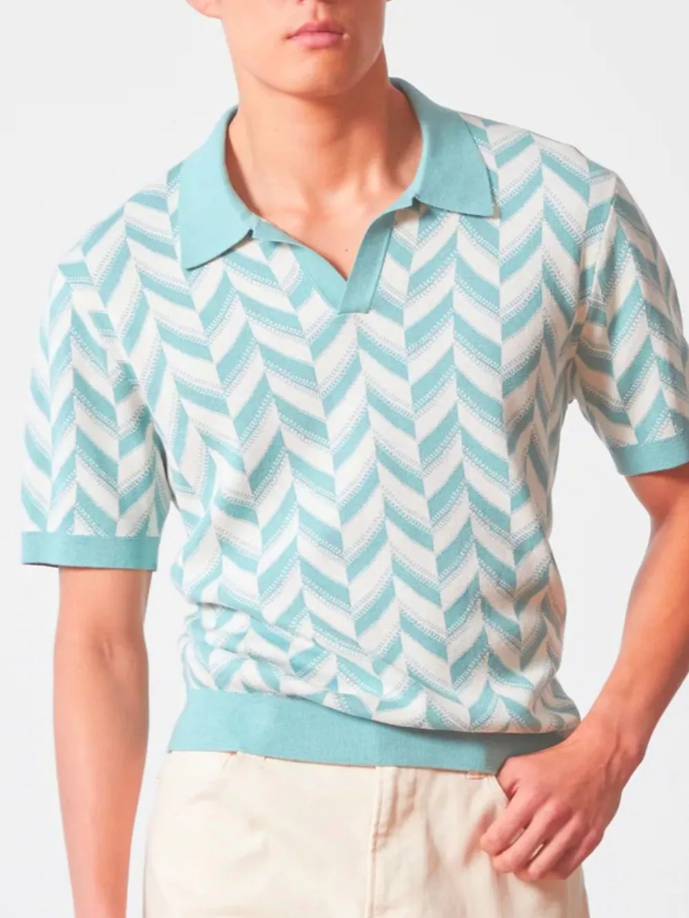 Men's Plus Size Contrast Short Sleeve Polo, image 2