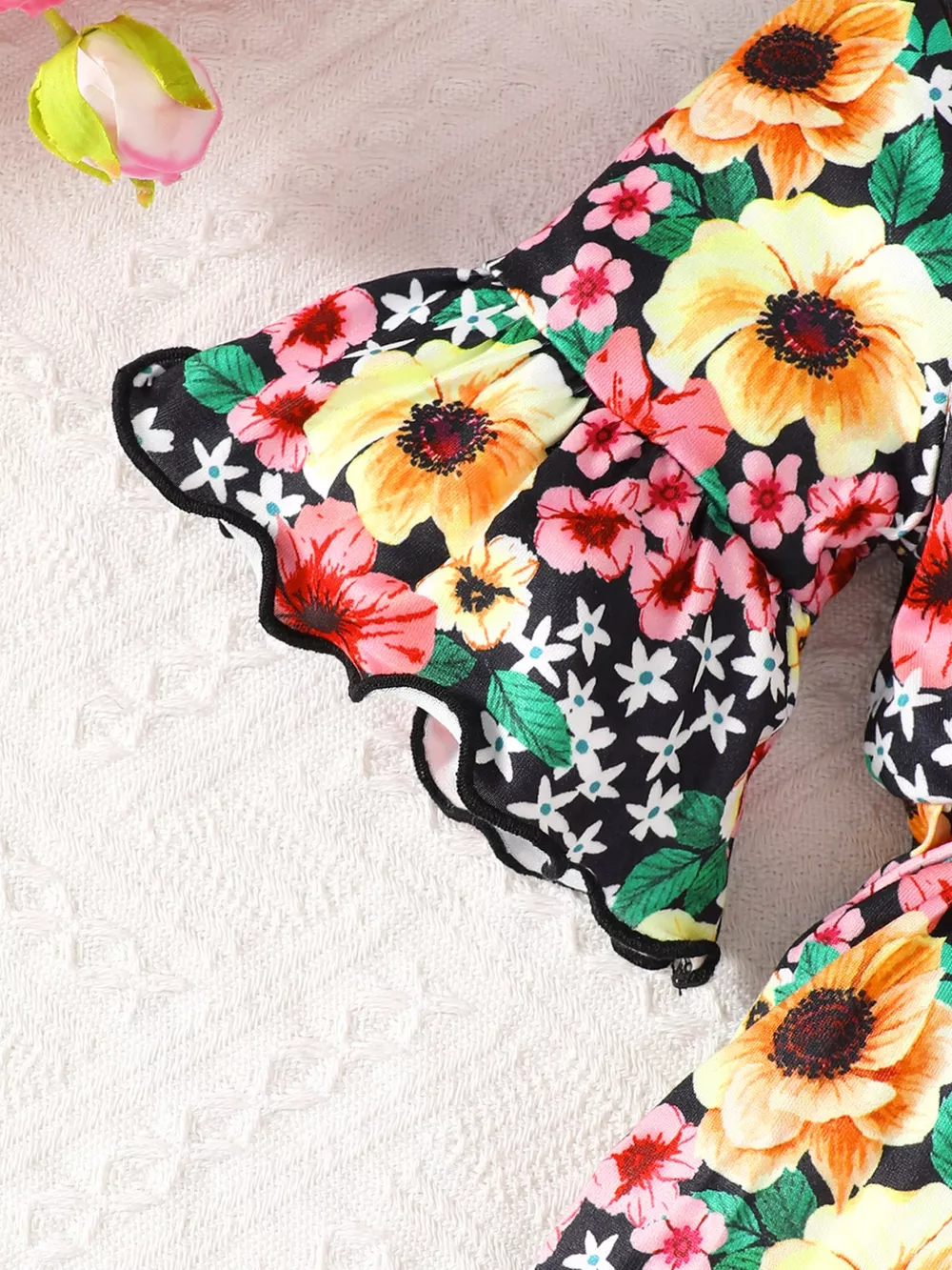 Children's Floral Bell Sleeve Top and Pants Set, image 5