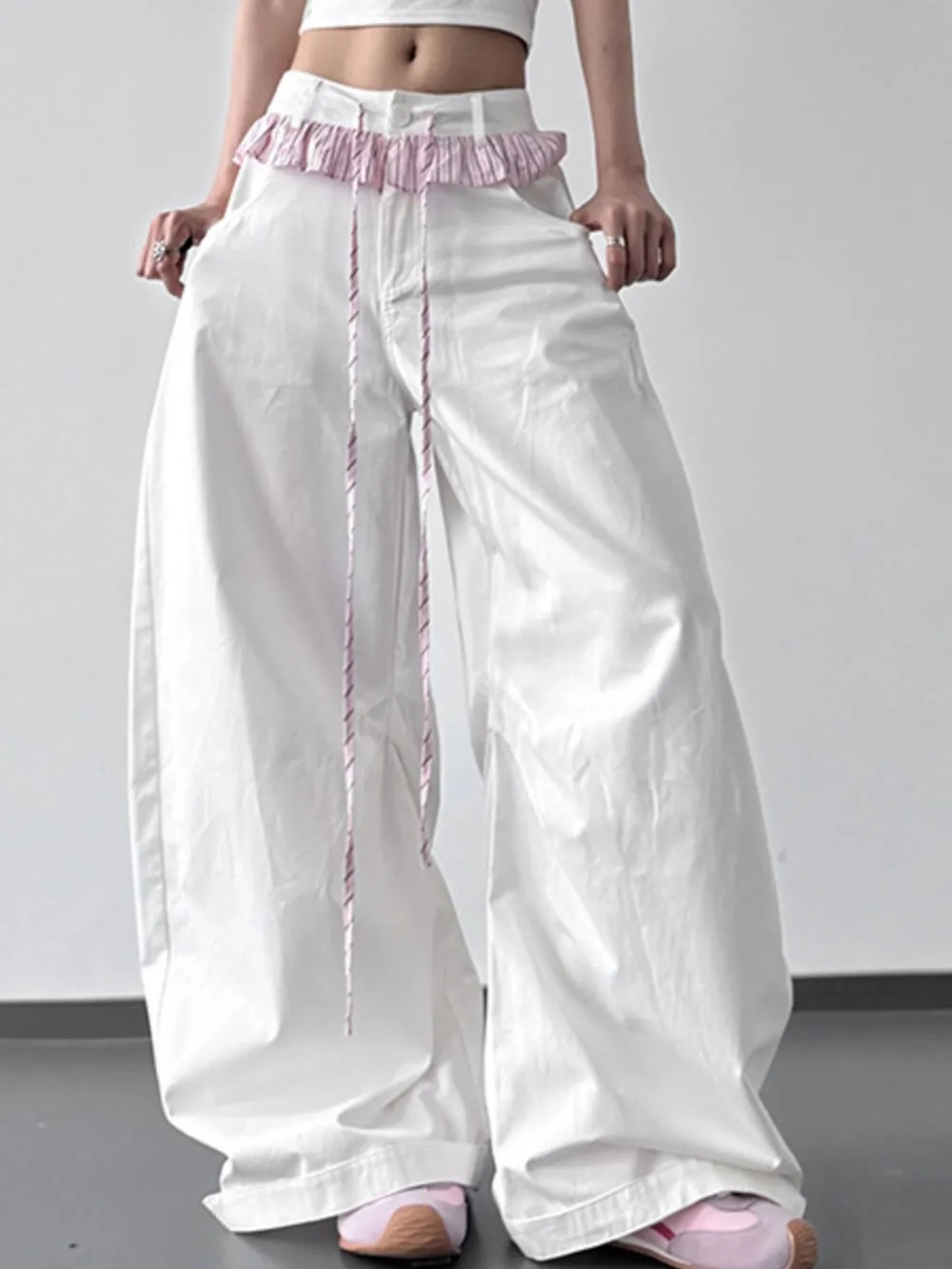 Wide Leg Drawstring Casual Pants, image 3
