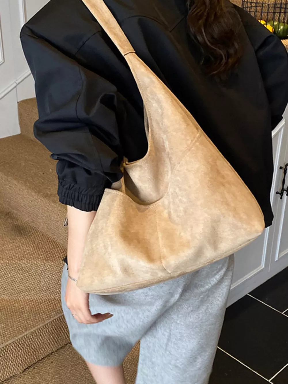 Minimalist Suede Shoulder Bag, image 5