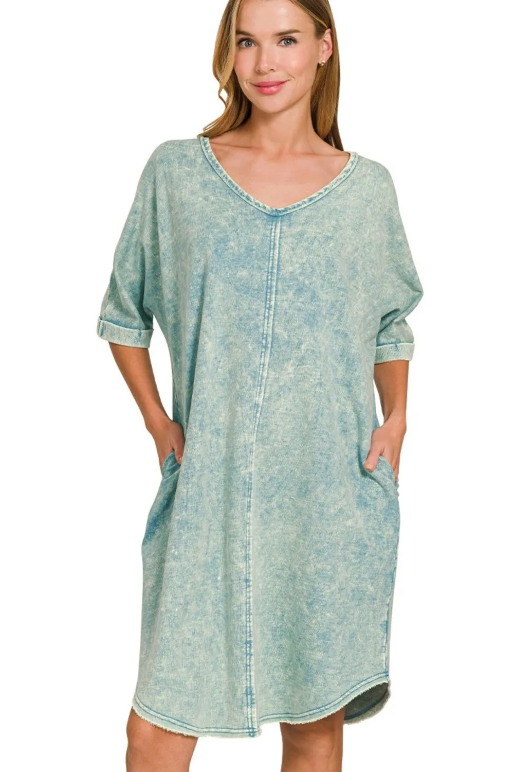 Acid-washed French Terry Tee Shirts Dress
