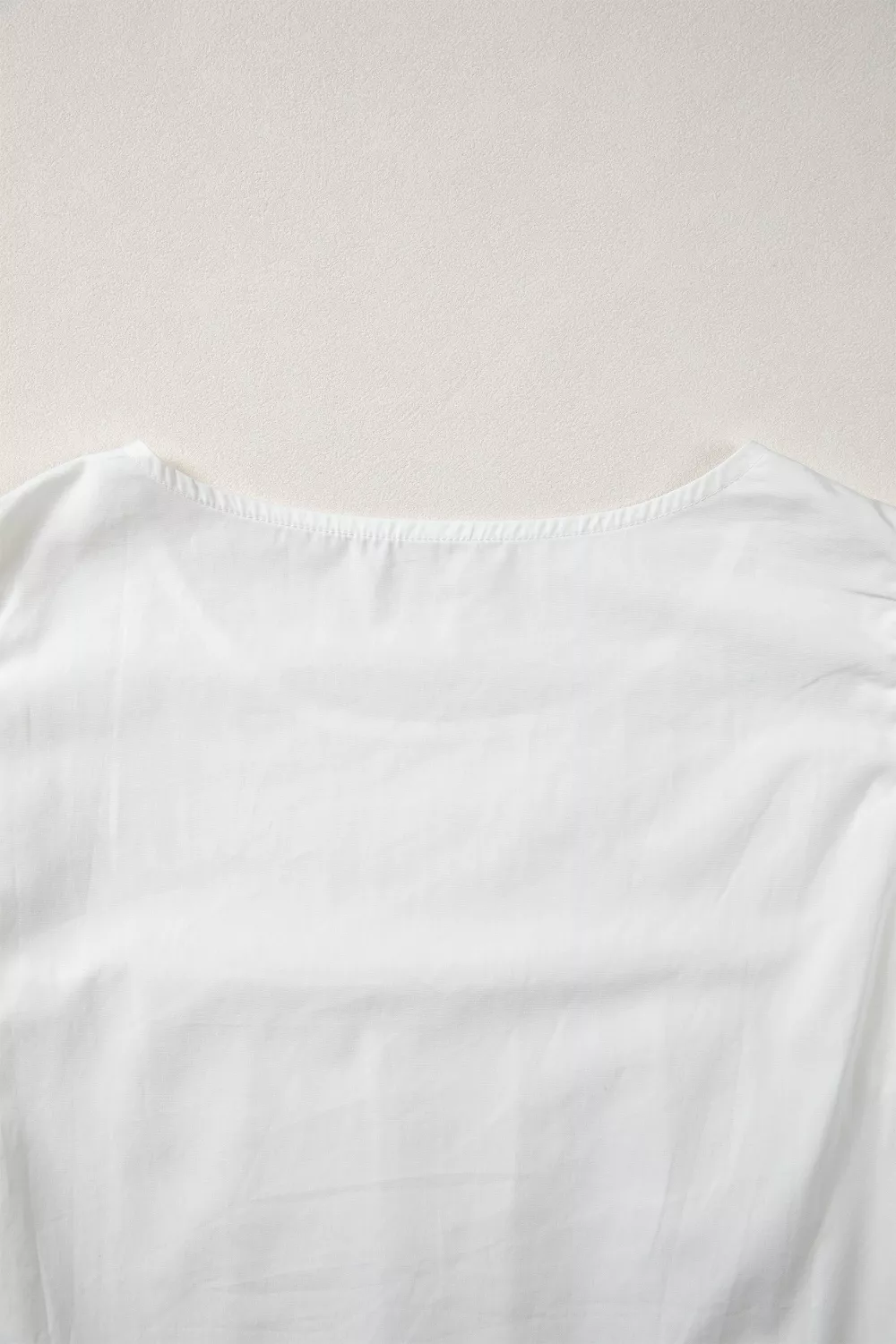 Lace Detail Flutter Sleeve Pleated Round Neck Blouse, image 12