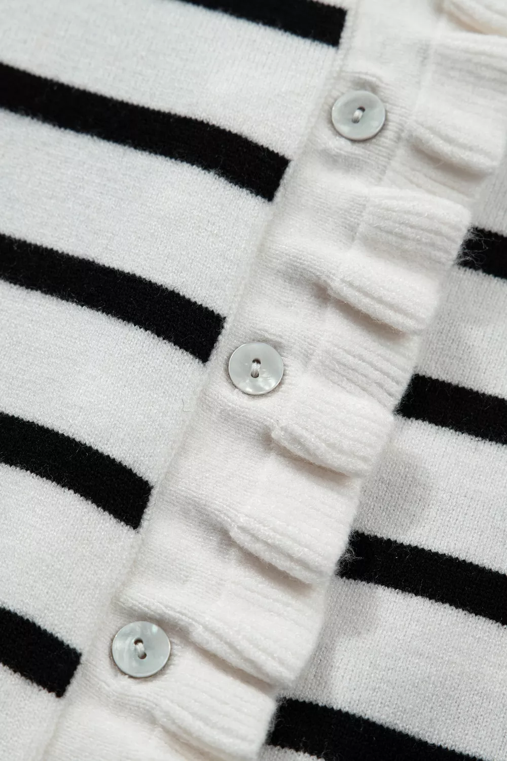 Stripe Ruffle Trim Button Down Knit Short Sleeve Sweater Cardigan, image 9