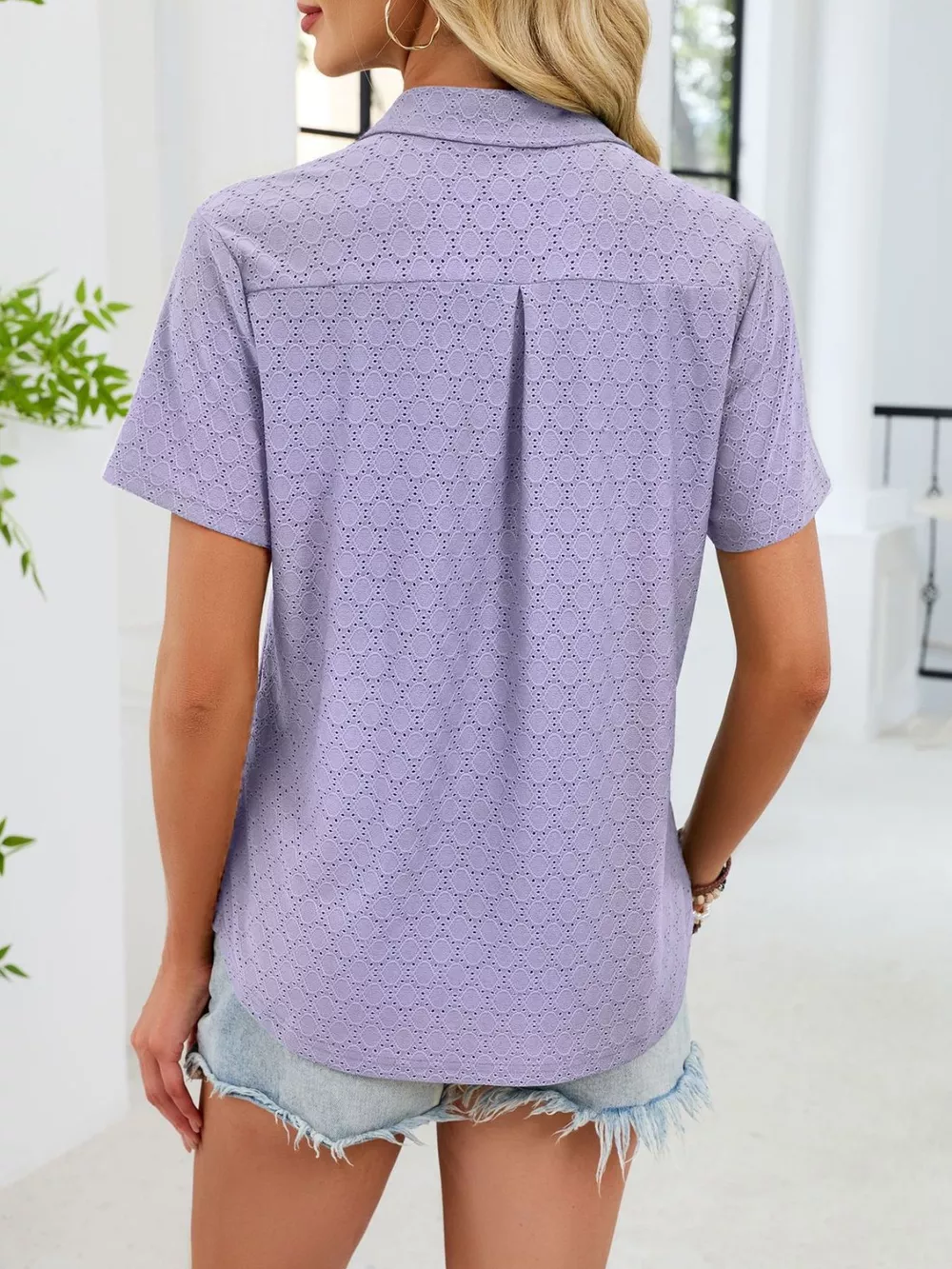 Eyelet Short Sleeve Blouse, image 19