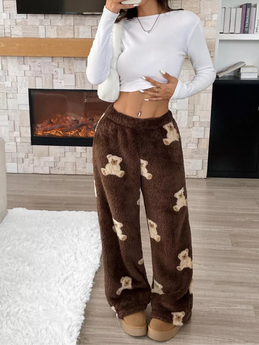 Leopard Wide Leg Plush Pants, image 20
