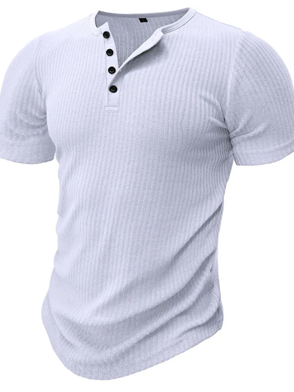 Men's Full Size Slim Fit Ribbed Henley Polo Shirt Plus Size, image 6