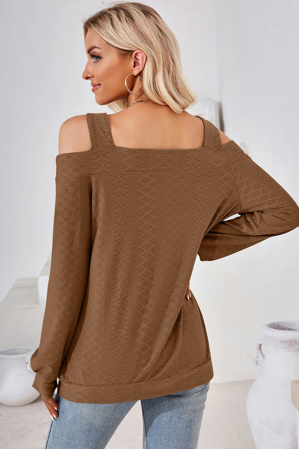 Cutout Square Neck Cold Shoulder T-Shirt, image 20