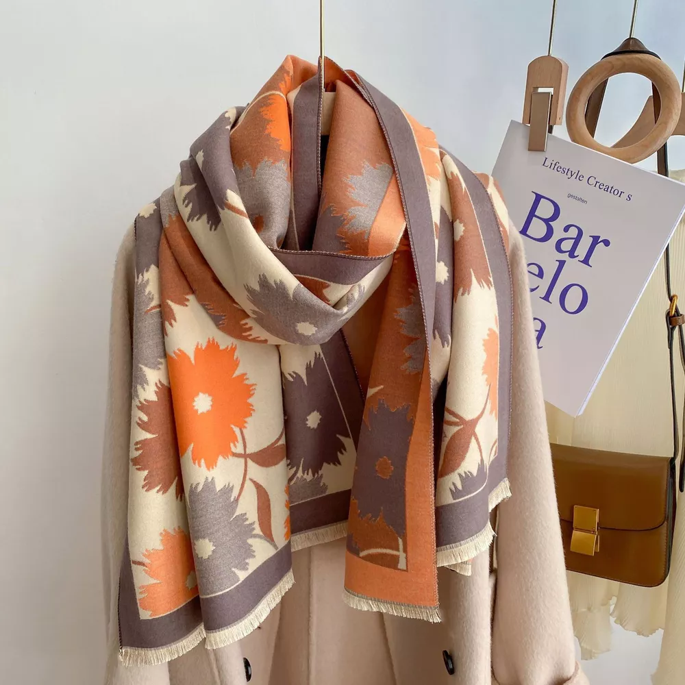 Floral Print Warm Winter Scarf, image 2