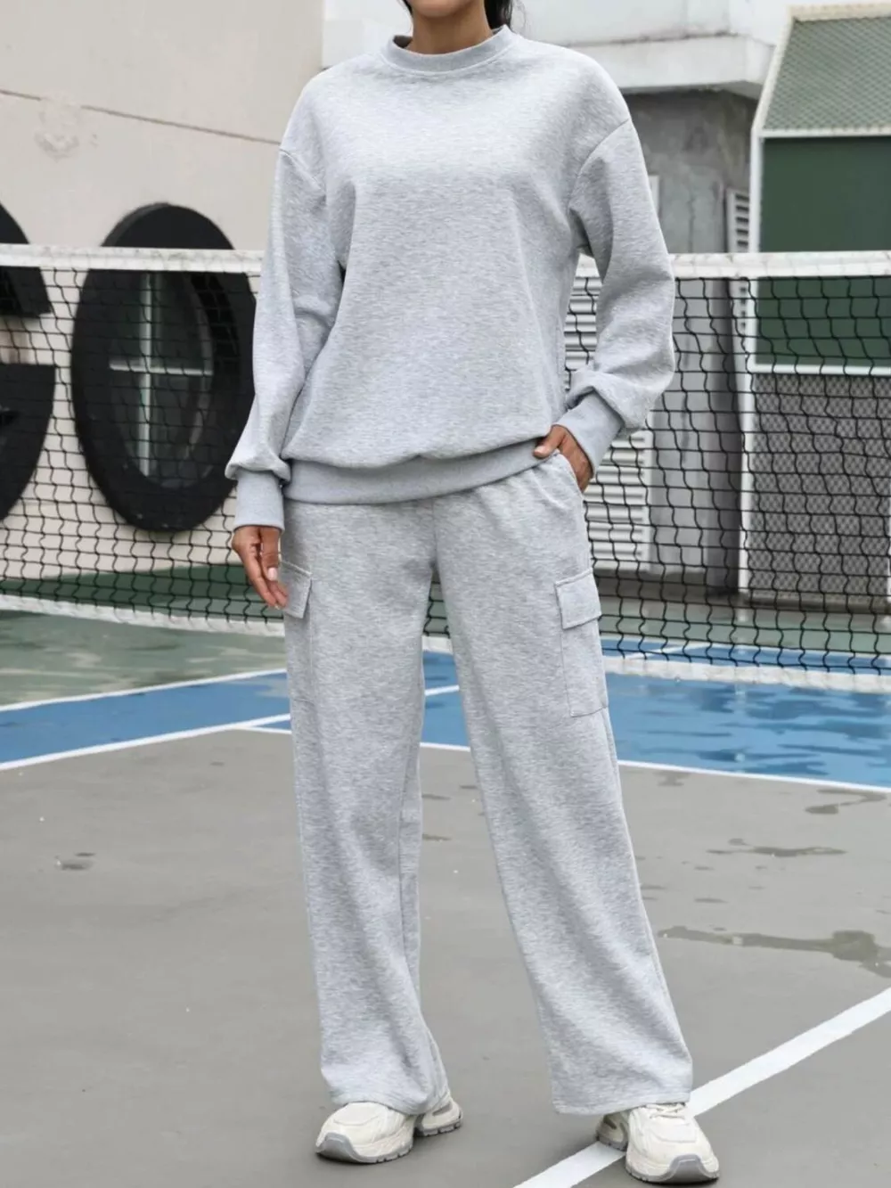 Dropped Shoulder Sweatshirt and Pants Set, image 4