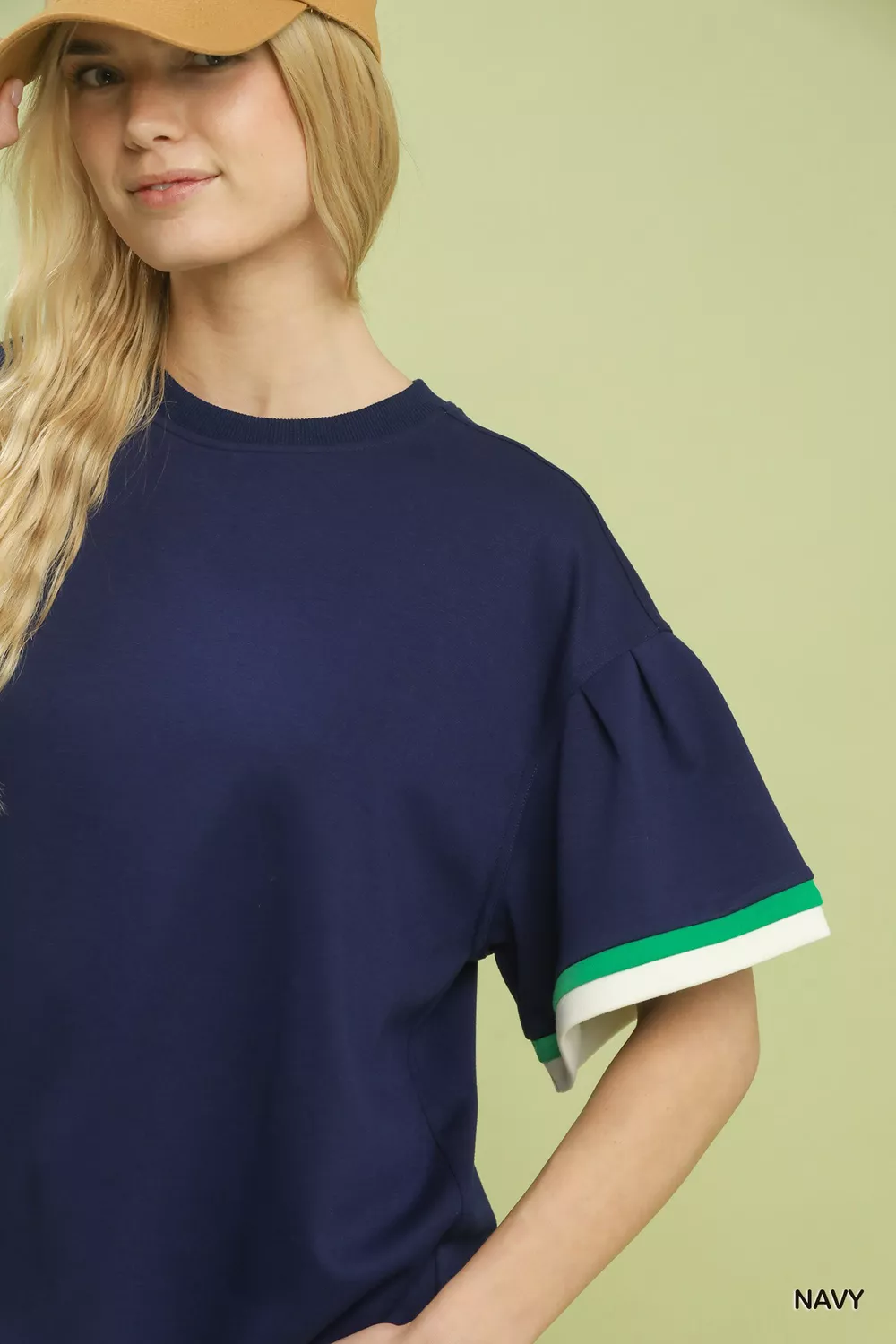 Contrast Trim Bell Sleeve Top, image 5