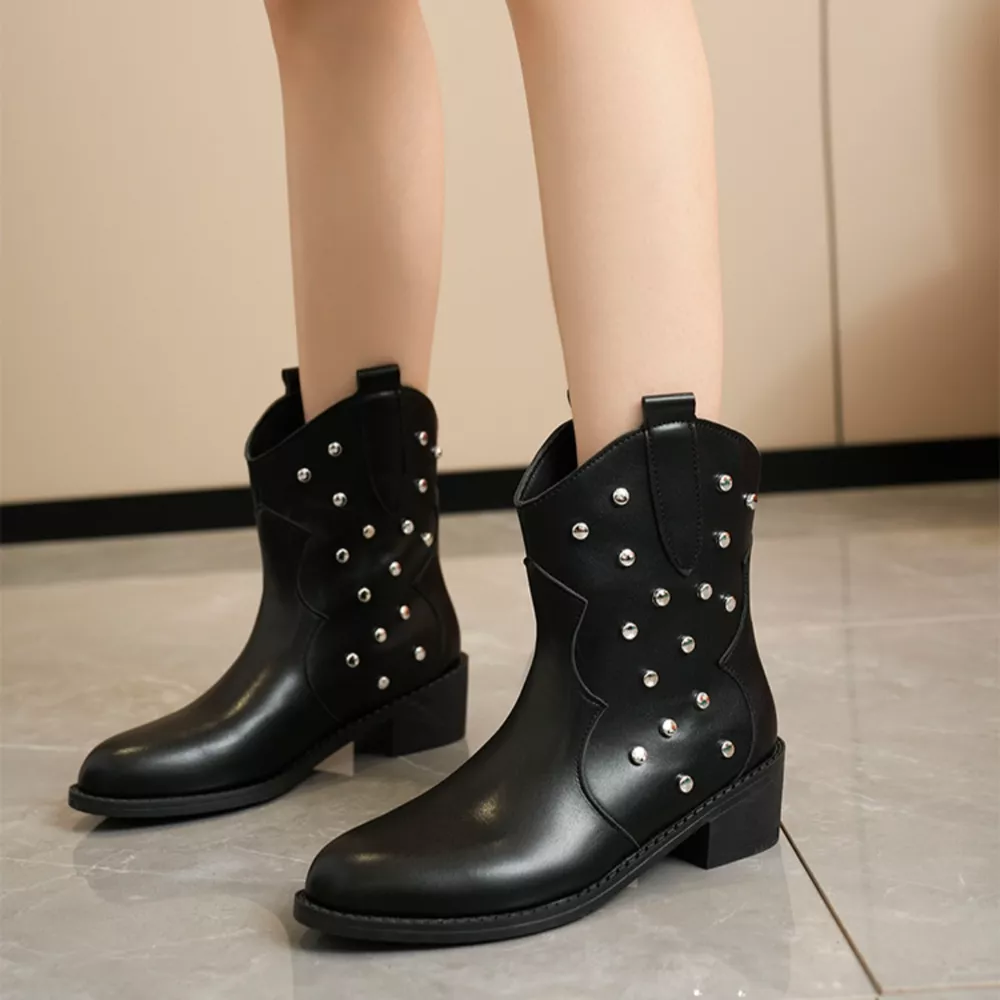 Studded Western Ankle Boots, image 8