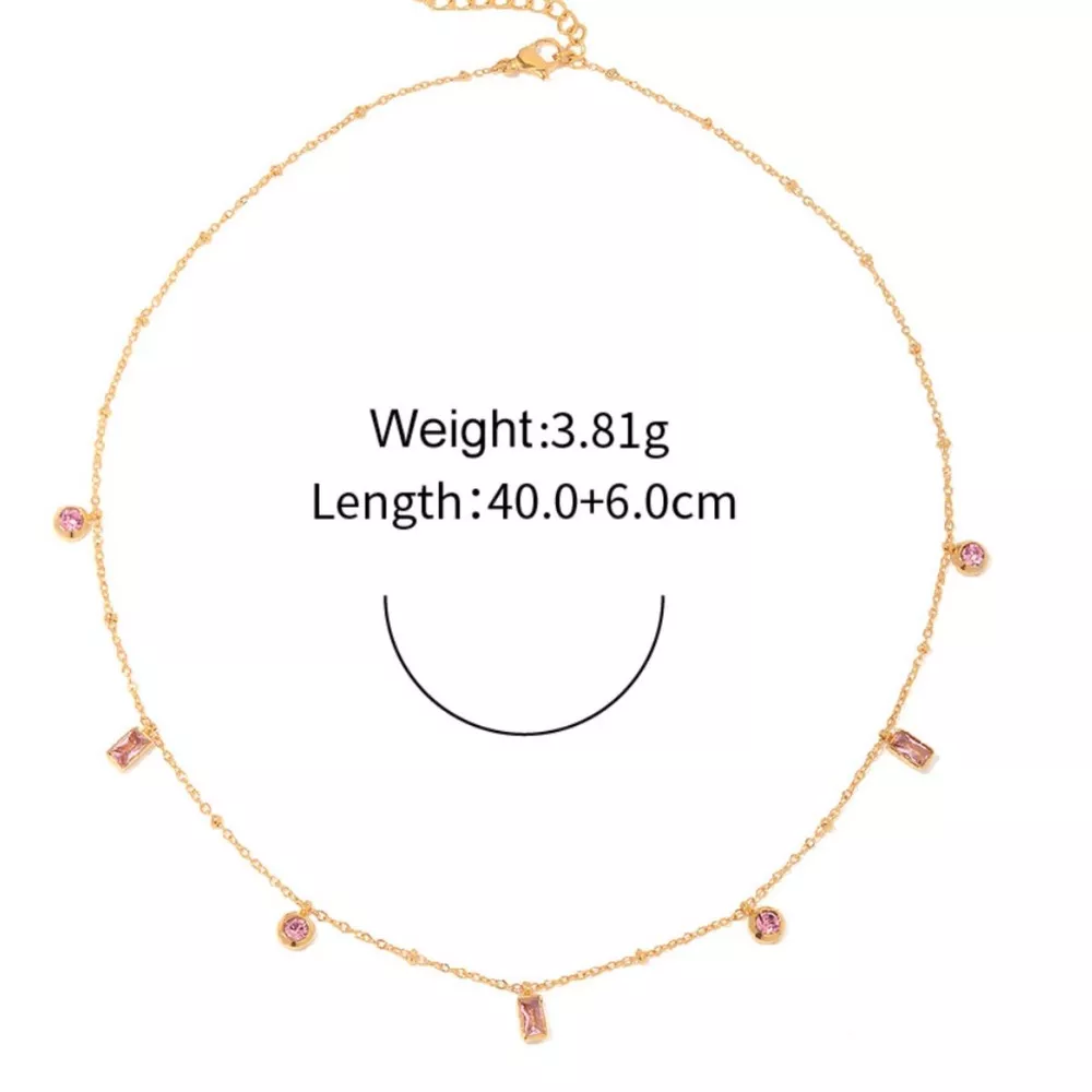 18K Gold-Plated Rhinestone Geometric Adjustable Necklace, image 4