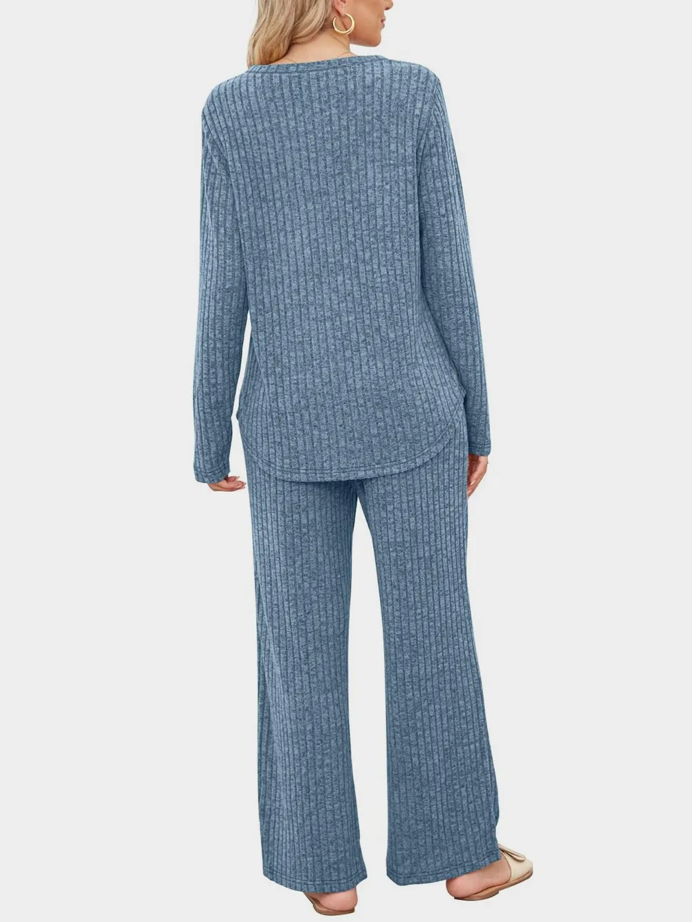 Round Neck Long Sleeve Top and Pants Set, image 15