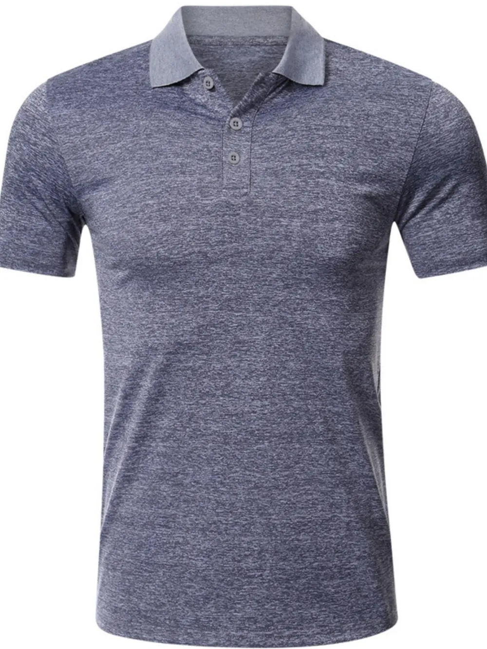 Men's Classic Heathered Polo Shirt with Contrast Collar, image 6