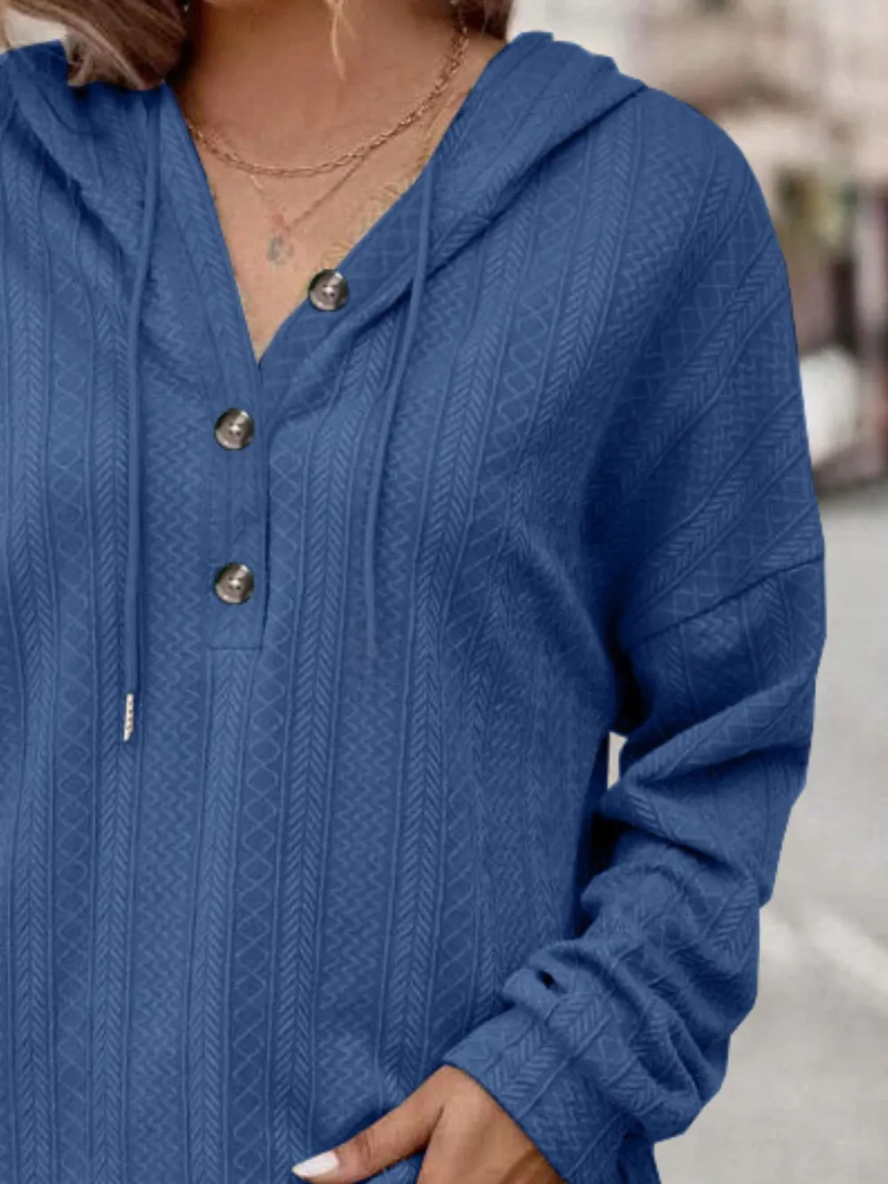 Drawstring Dropped Shoulder Long Sleeve Hoodie, image 7