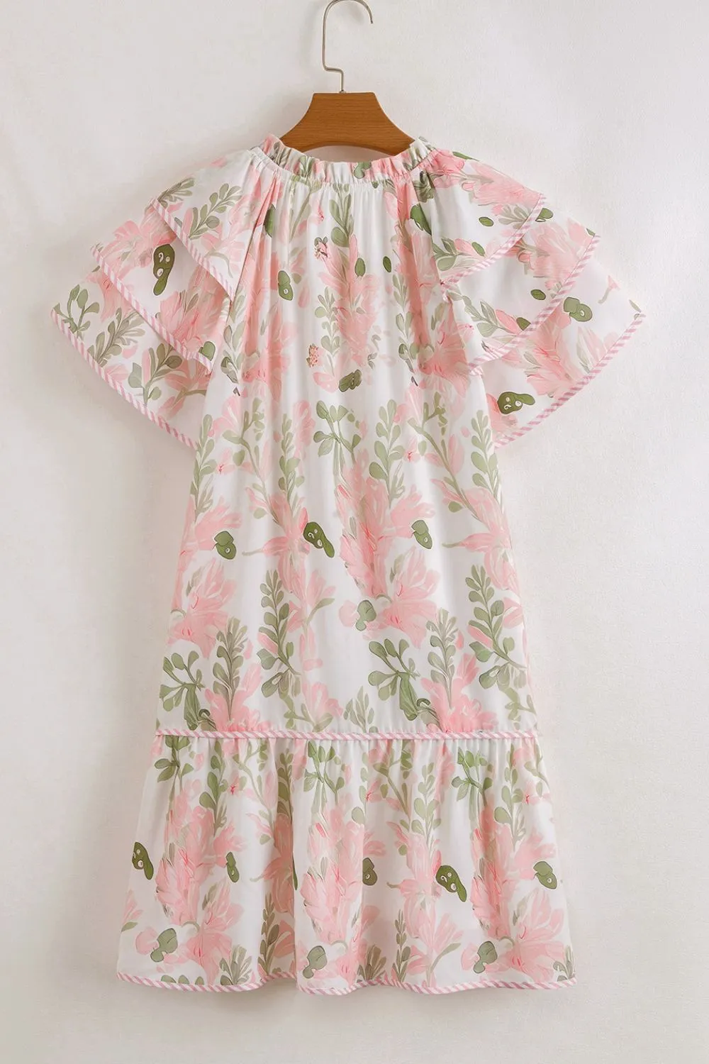 Floral Contrast Edge Layered Short Sleeve Mini Dress, image 20