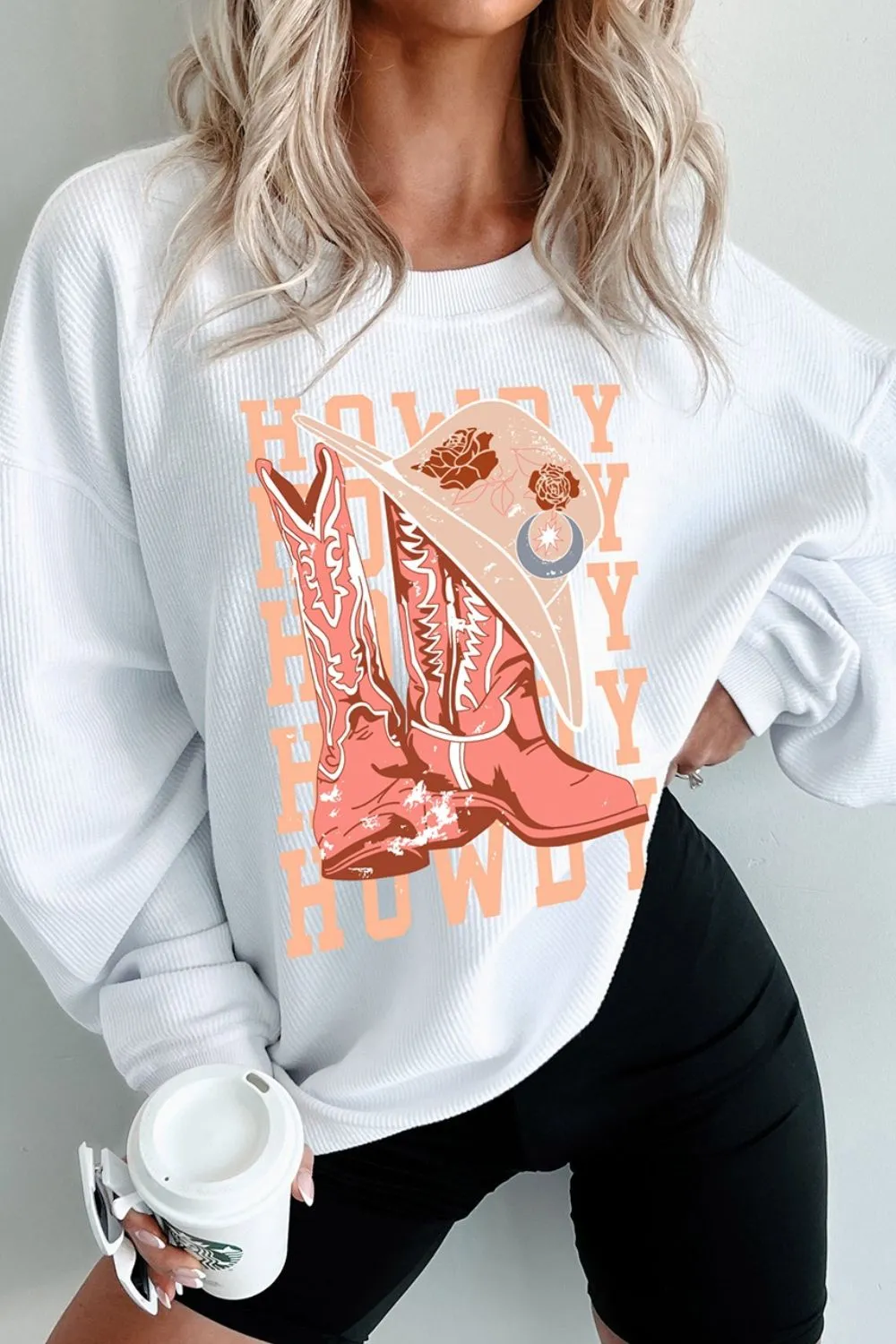 Boots Graphic Round Neck Long Sleeve Sweatshirt, image 5