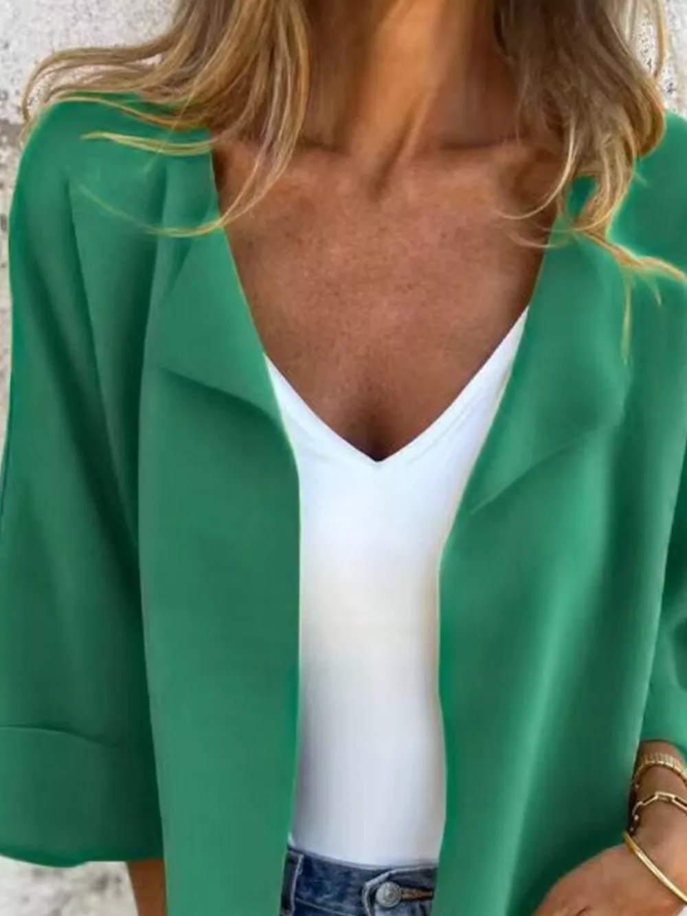 Full Size Open Front 3/4 Sleeve Casual Cardigan Plus Size, image 11