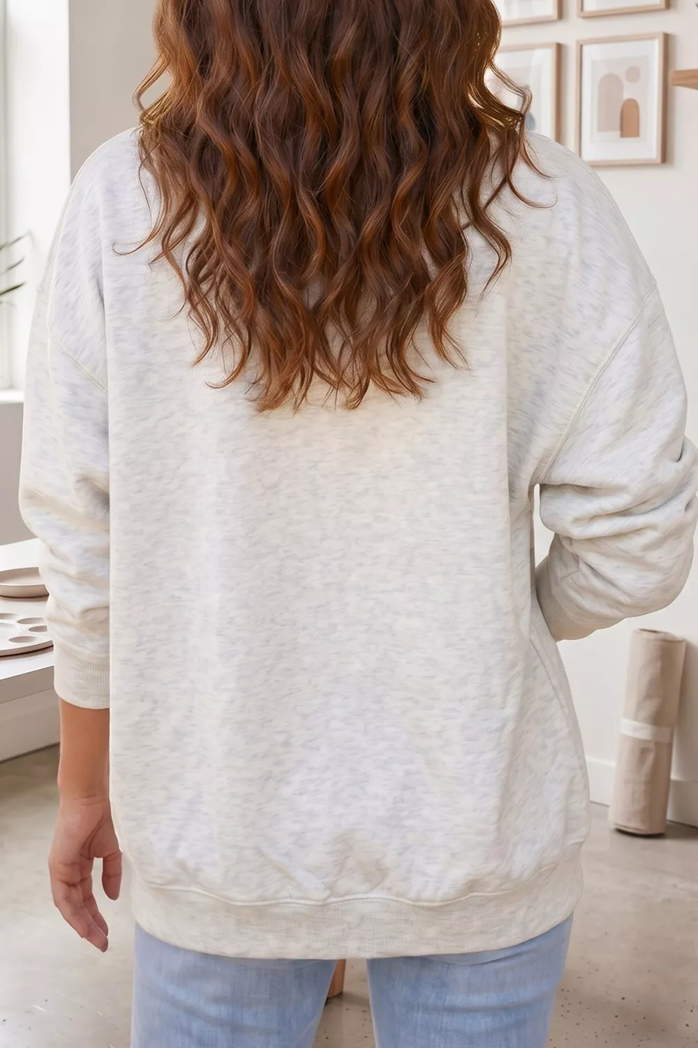 Sequin Turkey Graphic Relaxed Open Front Sweatshirt, image 4