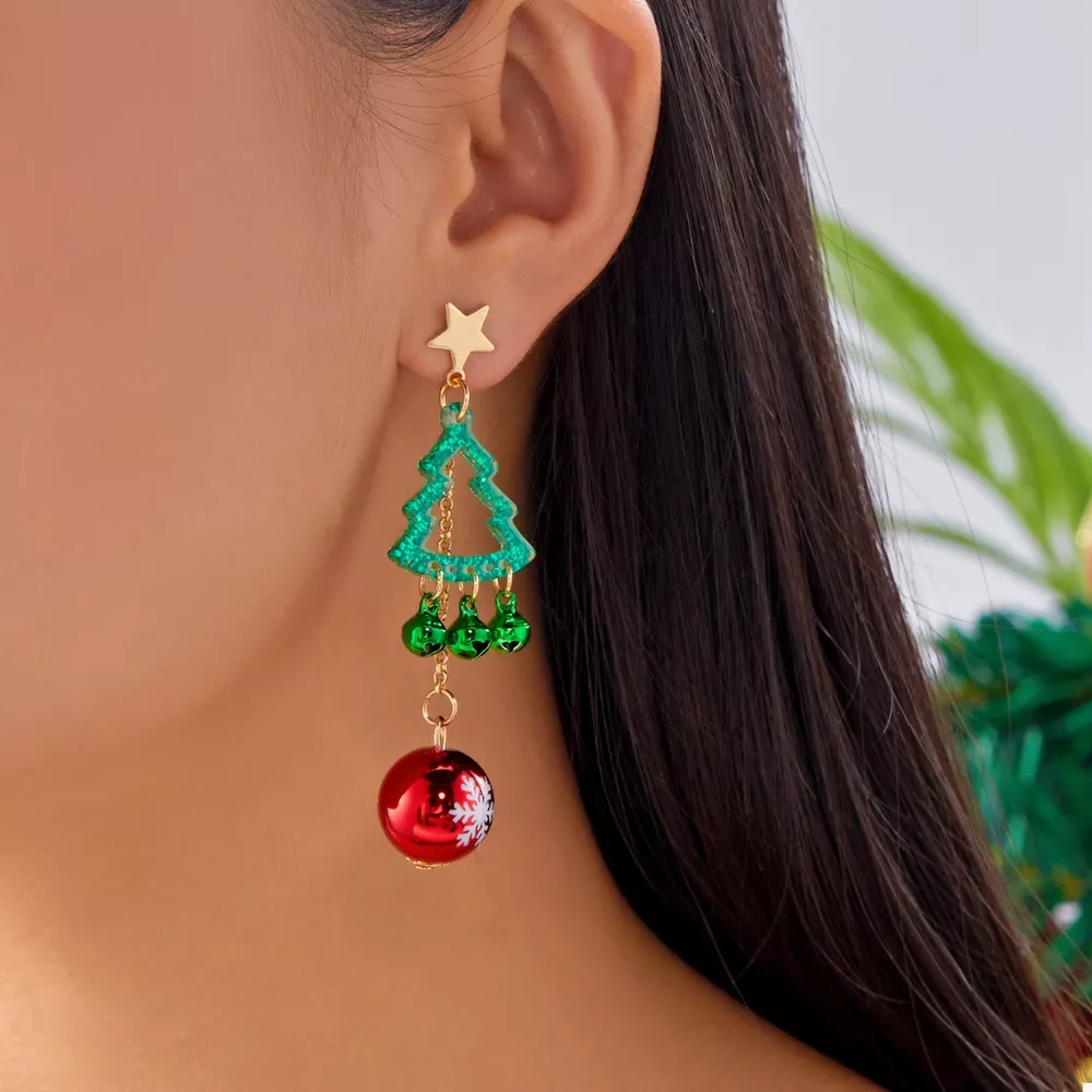 Christmas Tree Ball Drop Earrings, image 2