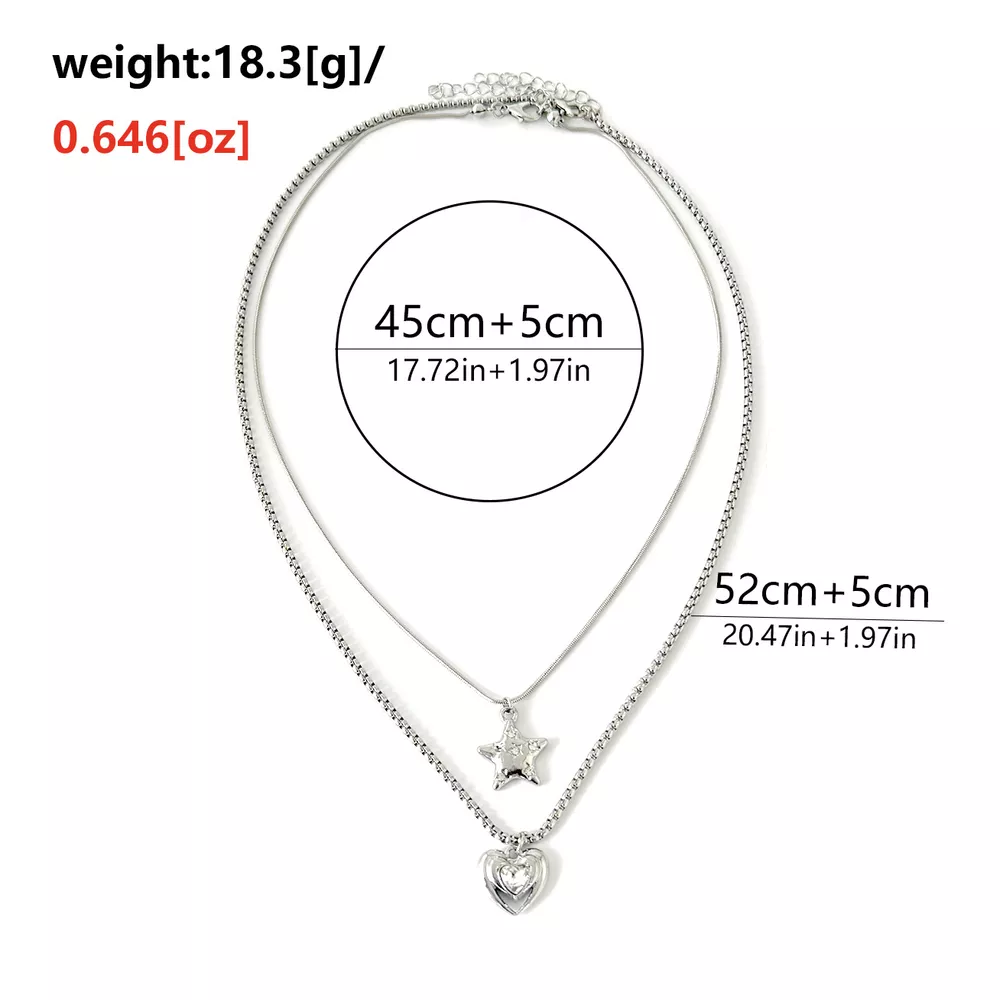 2-Piece Star and Heart Pendant Necklace, image 9