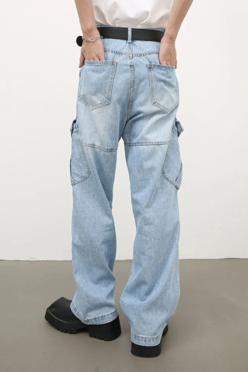 Men's Mid Rise Jeans with Cargo Pockets, image 2