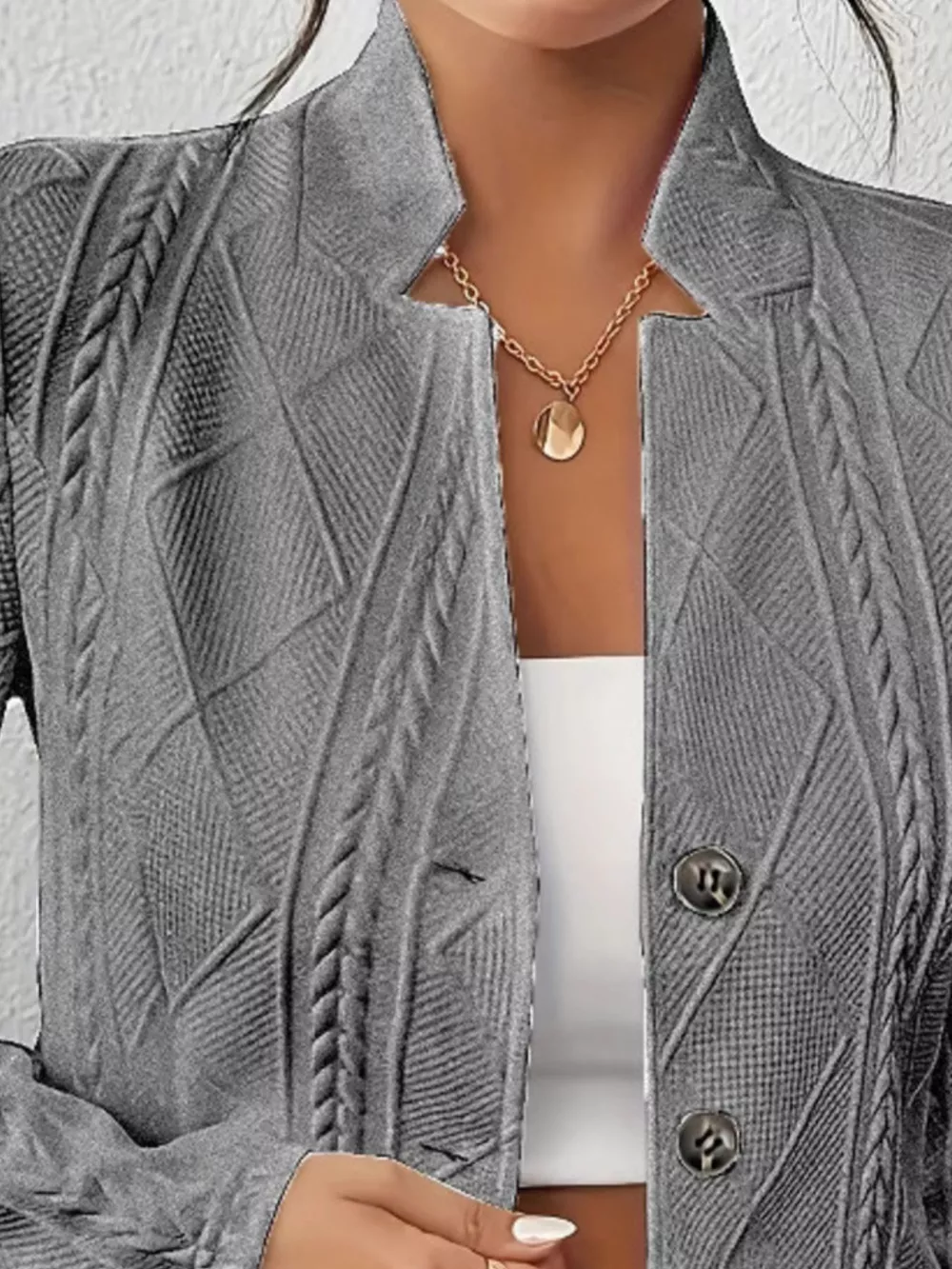 Textured Knit Button-Front Blazer, image 13