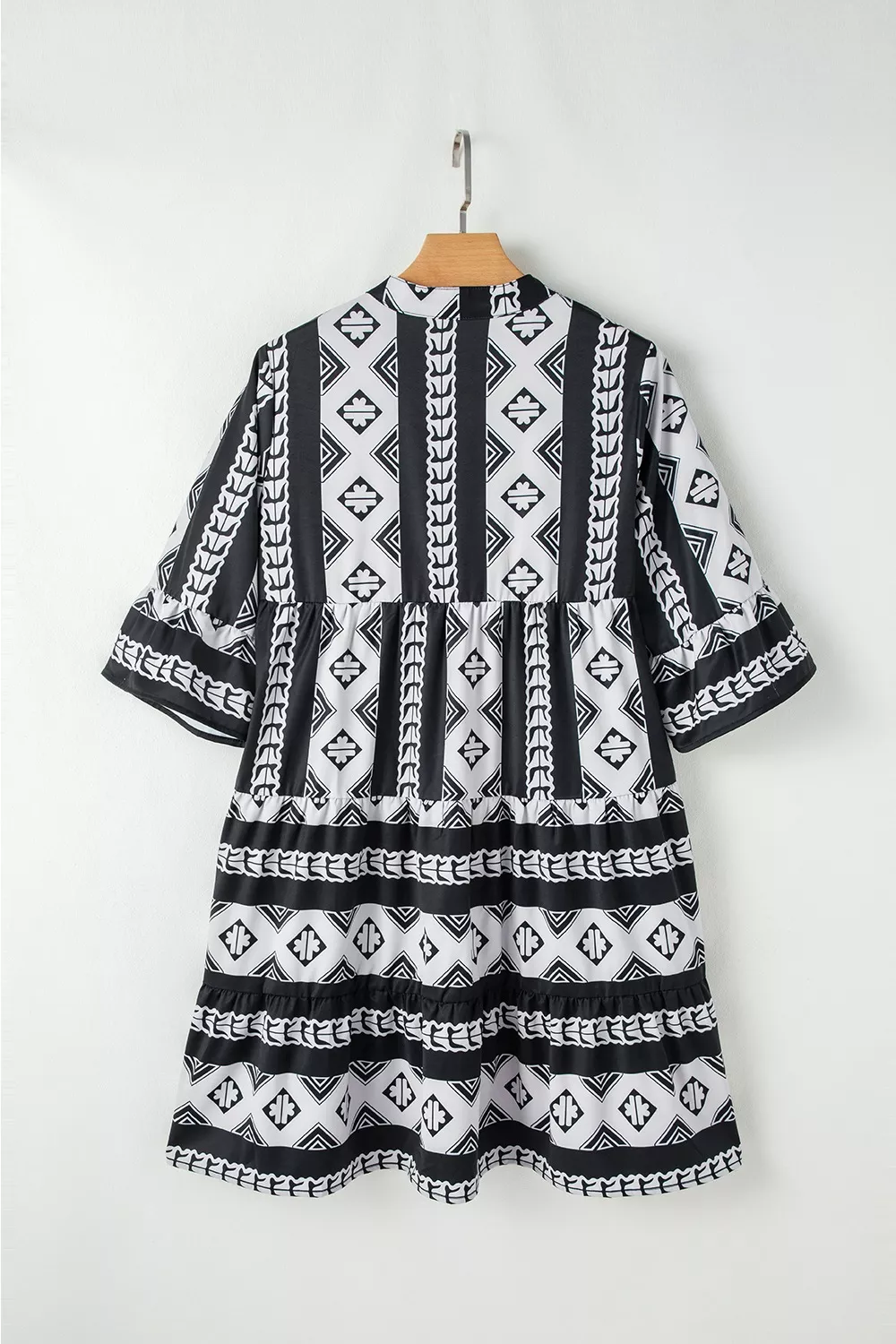 Geometric Print Ruffle Hem Mini Dress, image 5