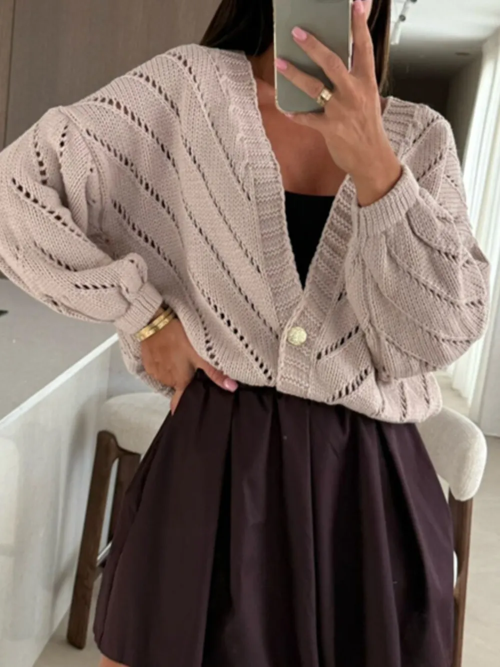 Openwork Long Sleeve Cardigan, image 9