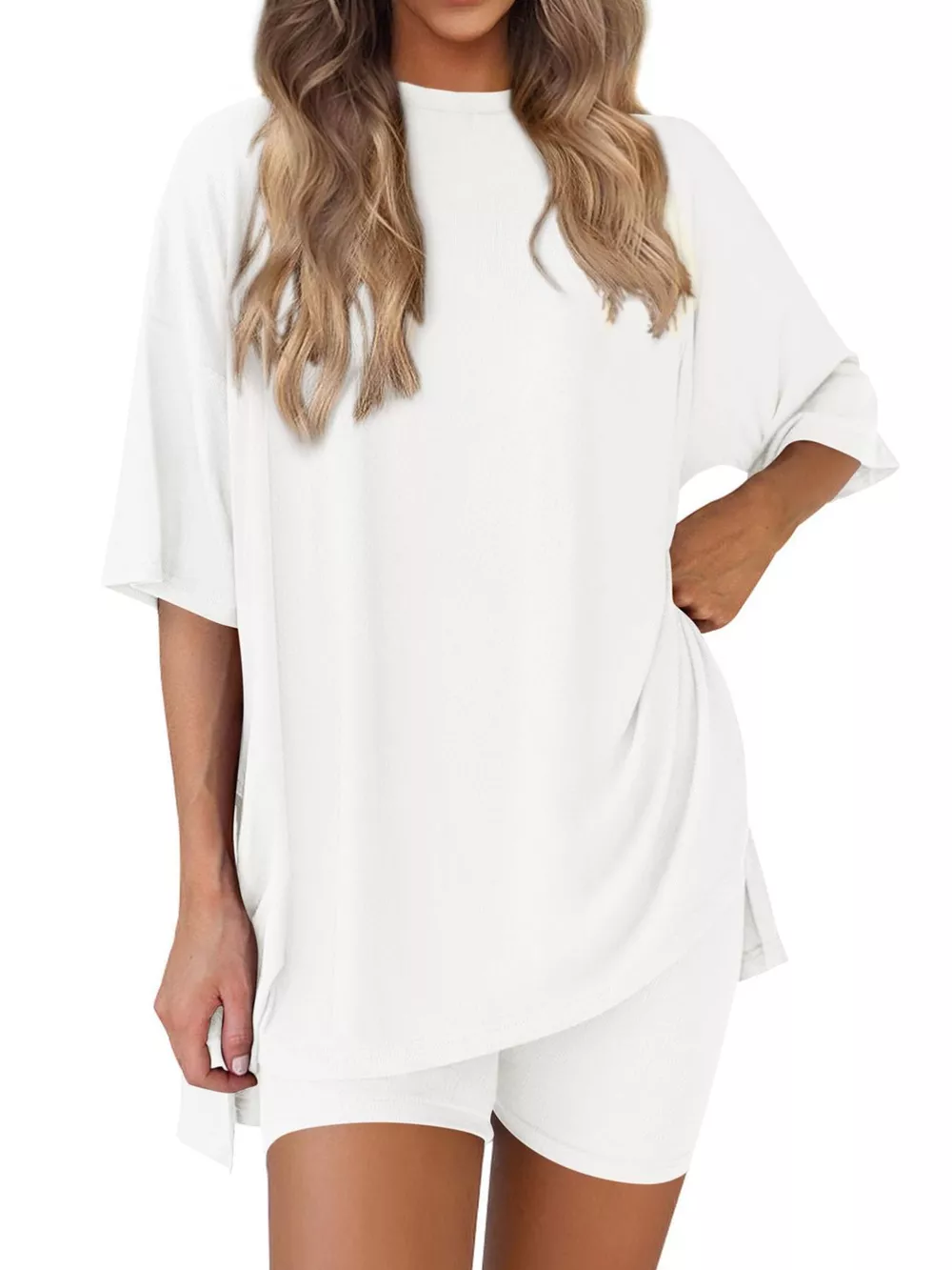 Full Size Half Sleeve T-Shirt and Shorts Set Plus Size, image 29