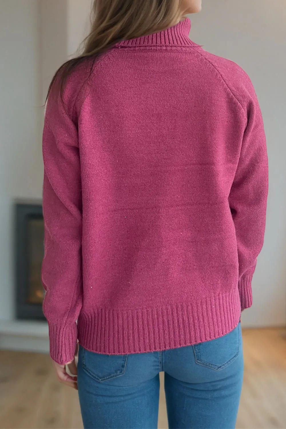 Ribbed Turtleneck Raglan Sleeve Sweater, image 12