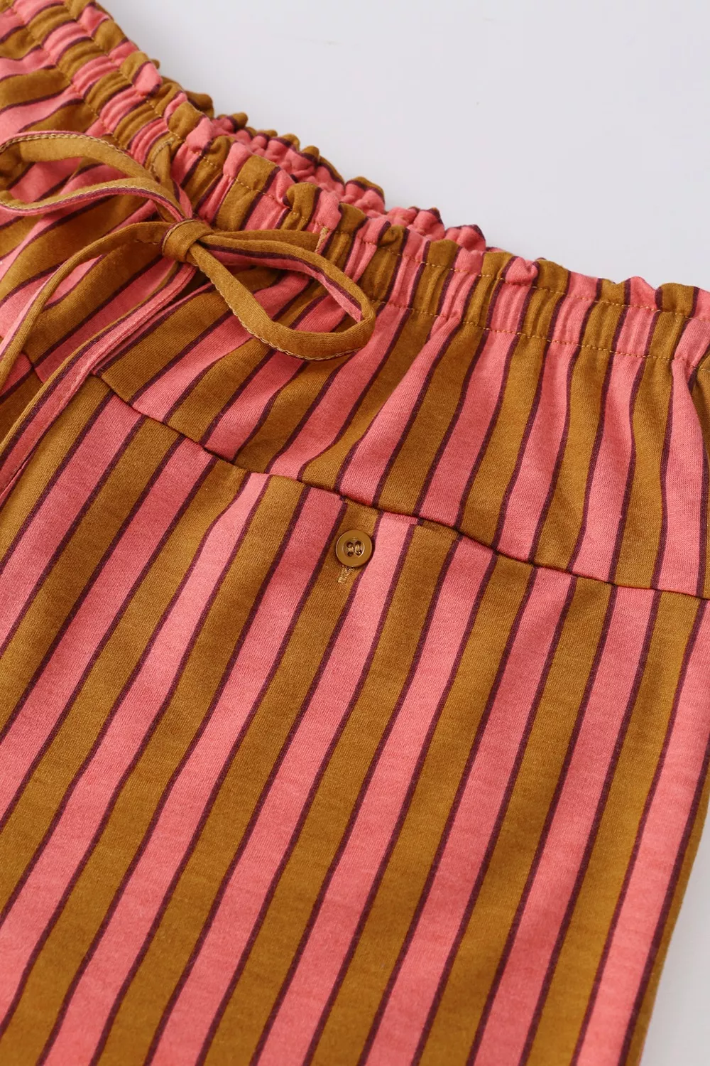 Stripe Button Pocket Tie Waist Casual Wide Leg Pants, image 7