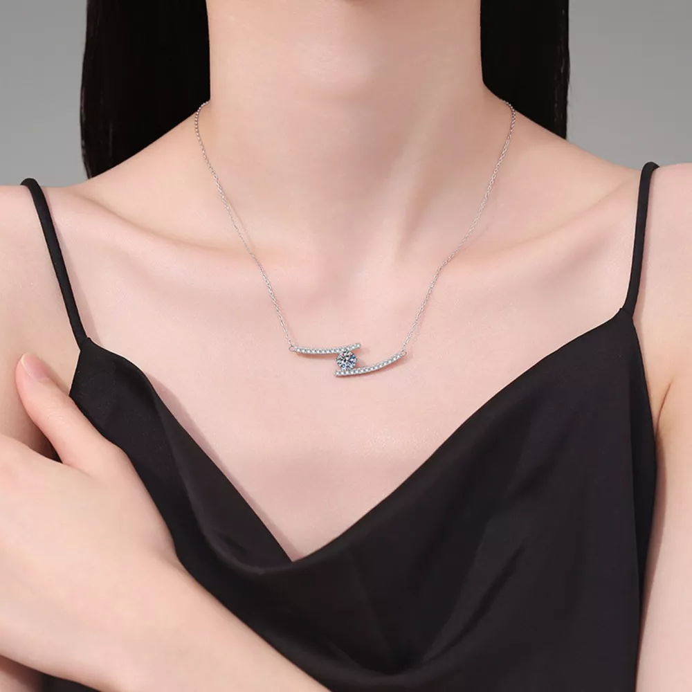 1 Carat Moissanite 925 Sterling Silver Necklace