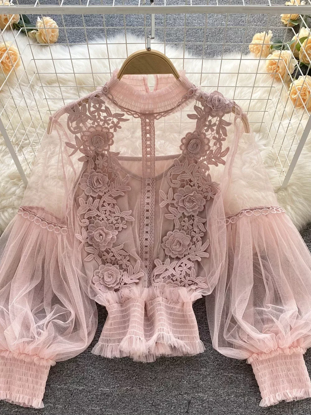 Floral Lace Blouse & Cami Set, image 20