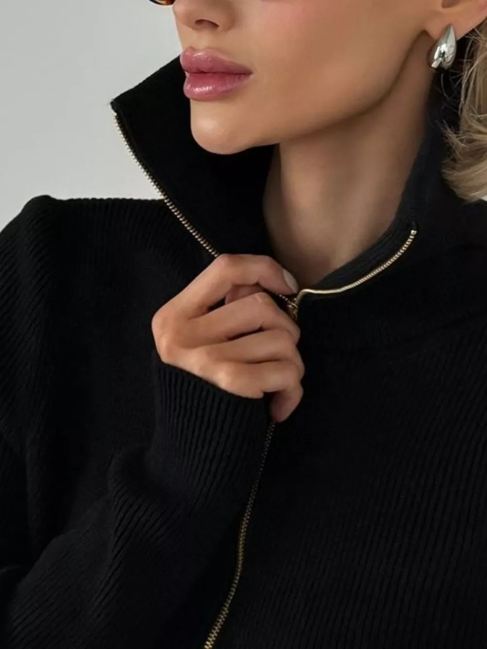 Ribbed Knit Quarter-Zip Sweater, image 11