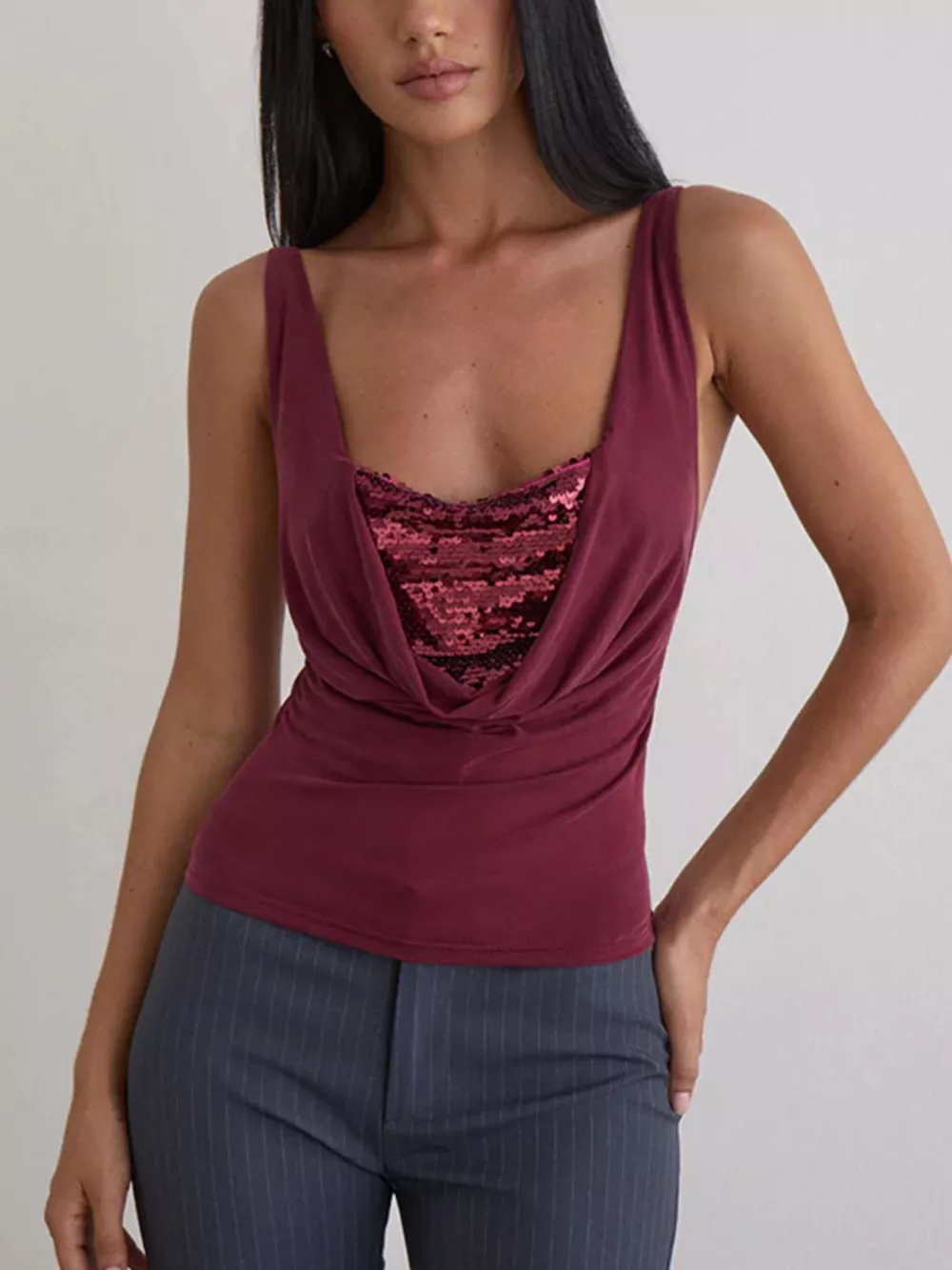 Sequin Detail Ruched Tank, image 5