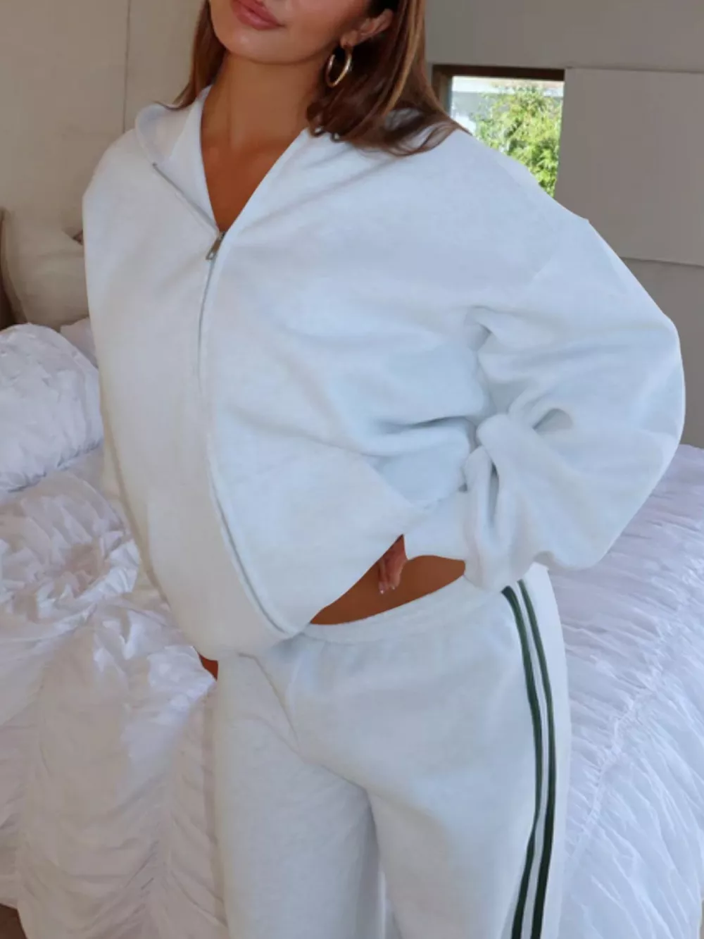 Zip Up Hoodie and Striped Pants Set, image 16