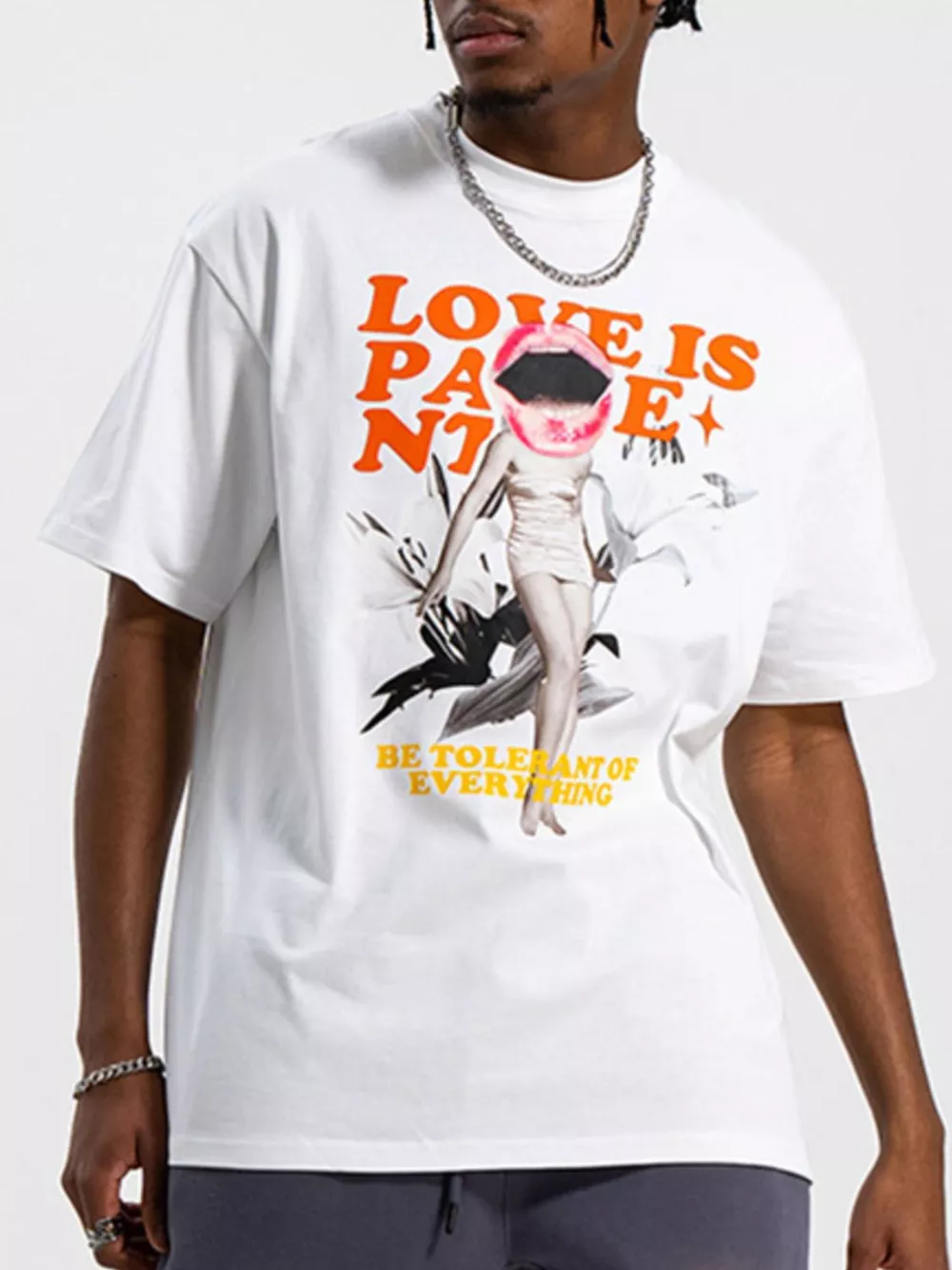 Men's Oversized Round Neck Graphic Short Sleeve T-Shirt, image 2