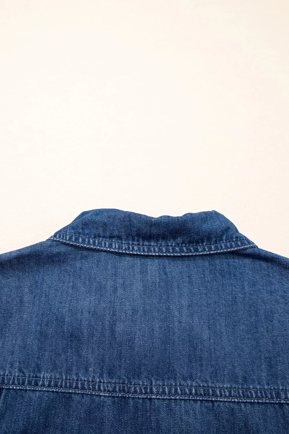 Zip Up Collared Short Sleeve Shift Mini Denim Dress, image 7